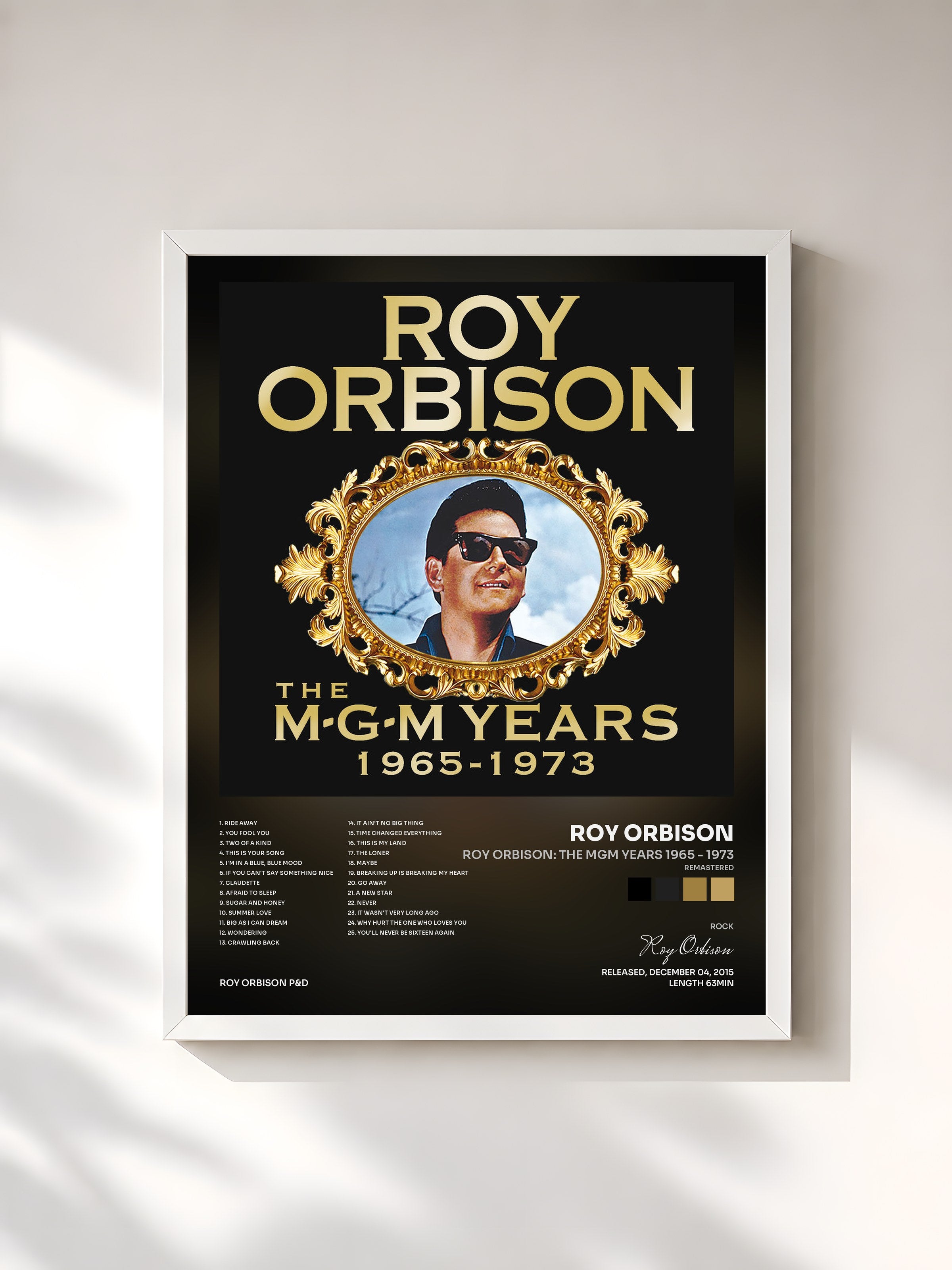 #blanc Tableau de l'album Roy Orbison: The MGM Years 1965 - 1973 (Remastered) de Roy Orbison, cadre blanc, imprimé et encadré en France