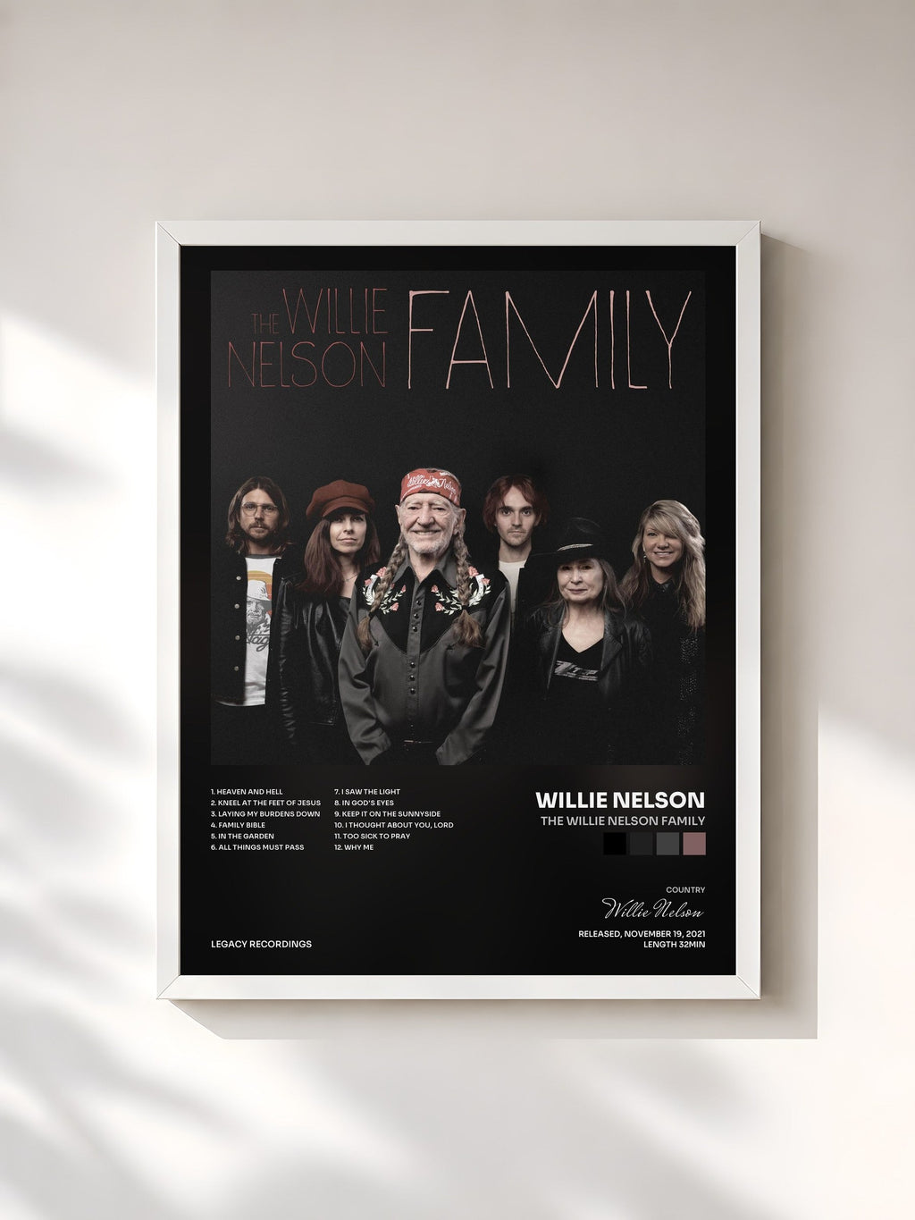 #blanc The Willie Nelson Family di Willie Nelson in stampa incorniciata, cornice bianca, stampata e incorniciata in Francia