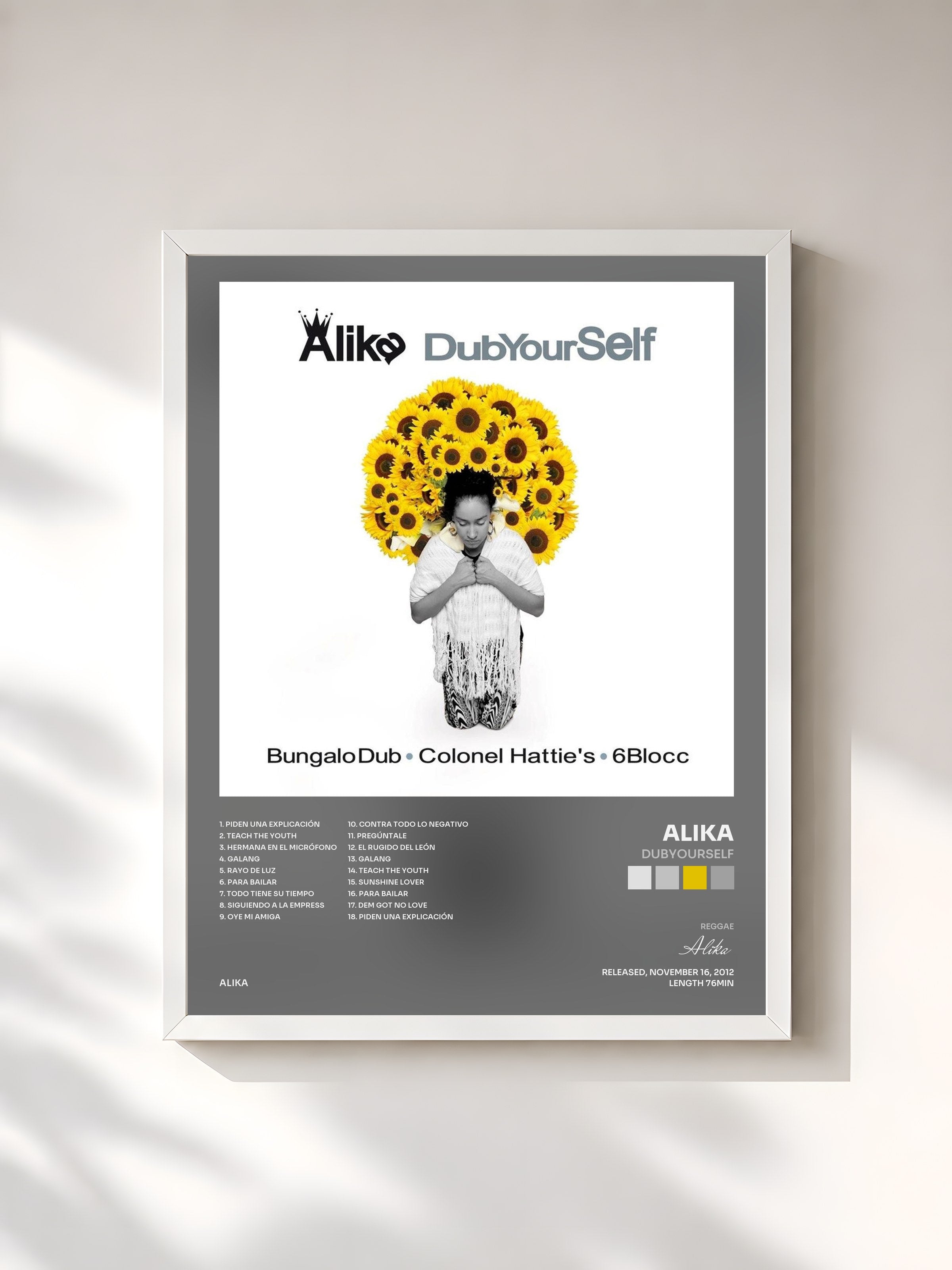 #blanc Tableau de l'album DubYourSelf de Alika, cadre blanc, imprimé et encadré en France