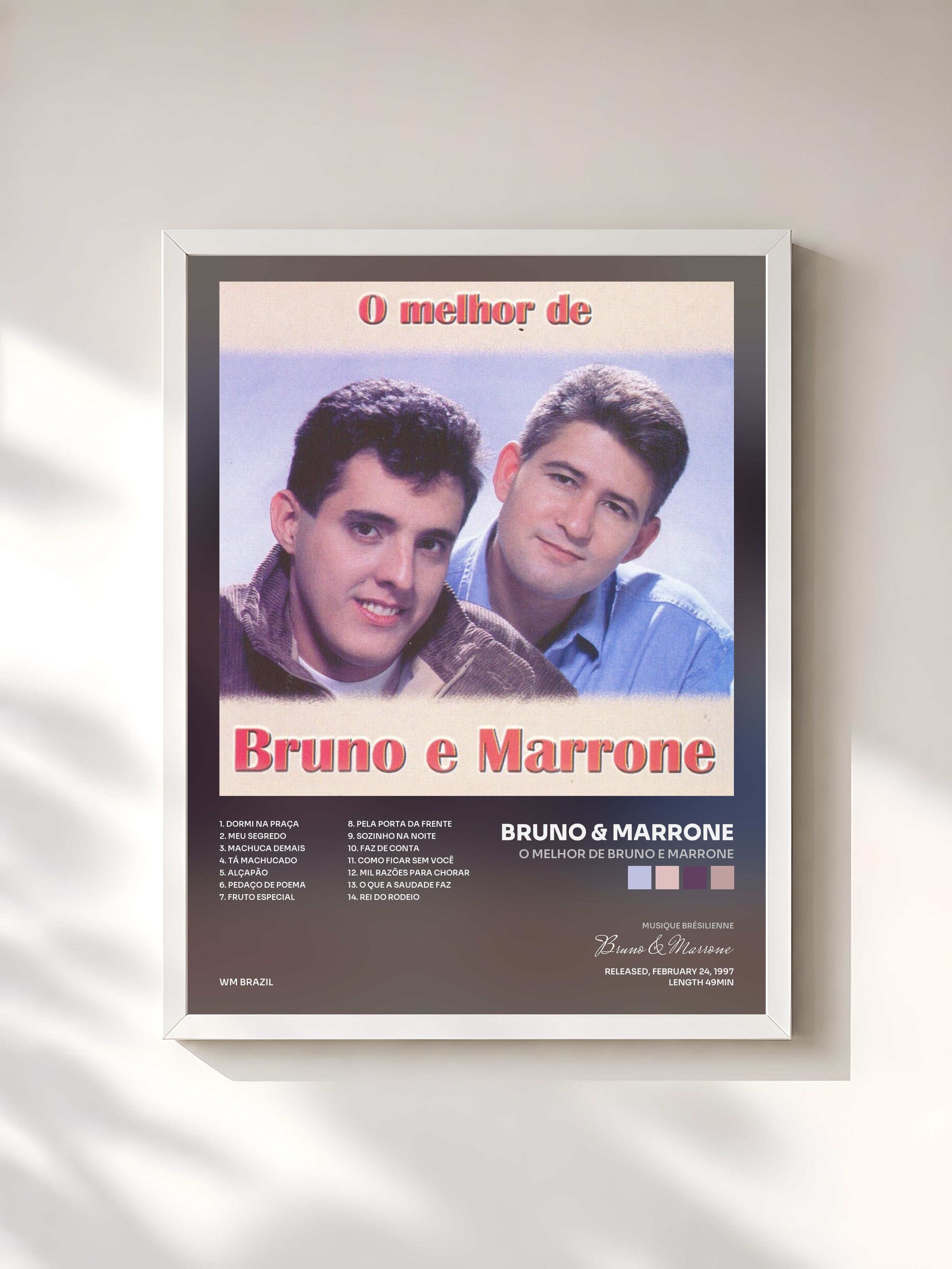 #blanc Tableau de l'album O melhor de Bruno e Marrone de Bruno & Marrone, cadre blanc, imprimé et encadré en France