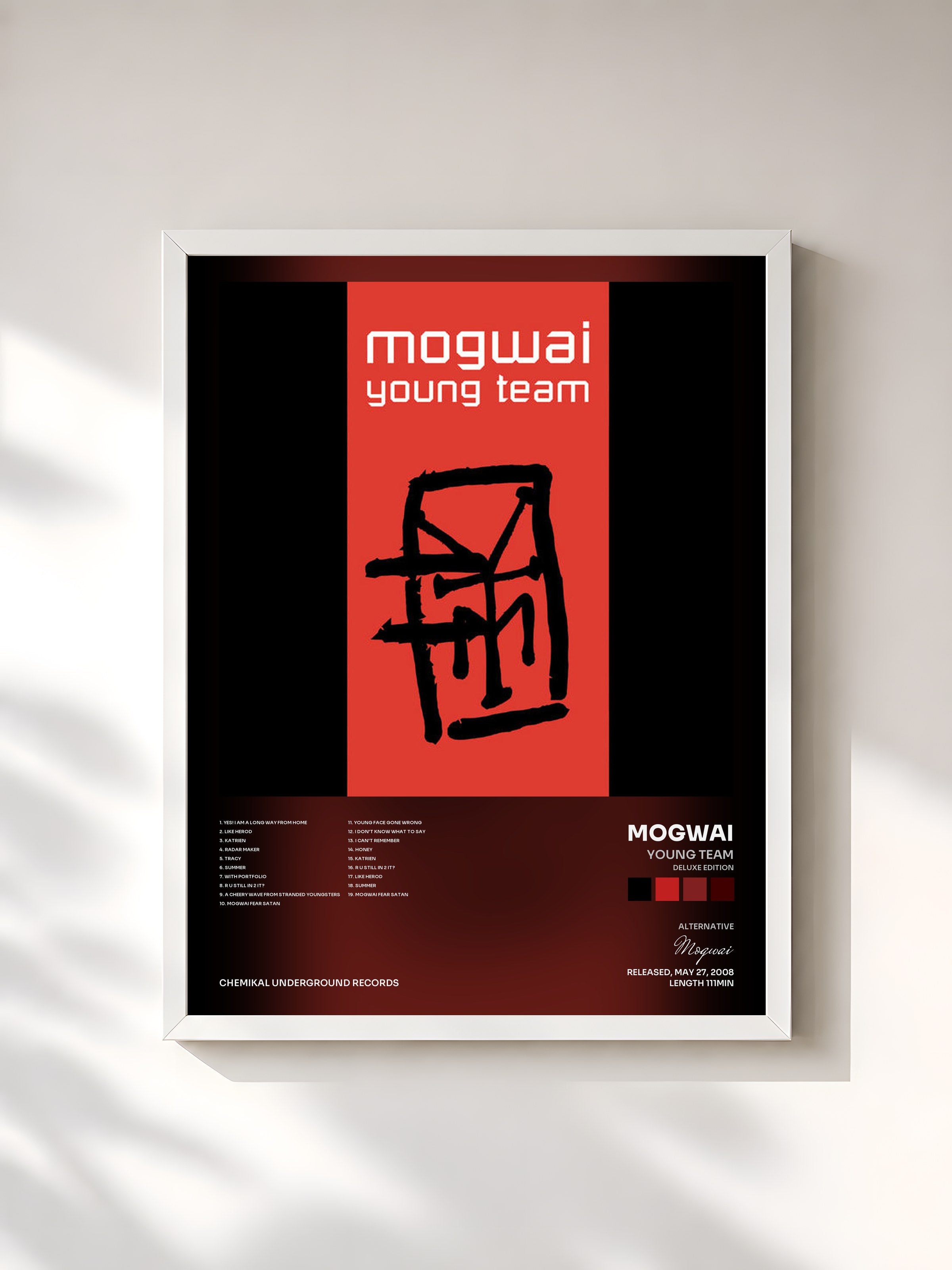 #blanc Tableau de l'album Young Team (Deluxe Edition) de Mogwai, cadre blanc, imprimé et encadré en France