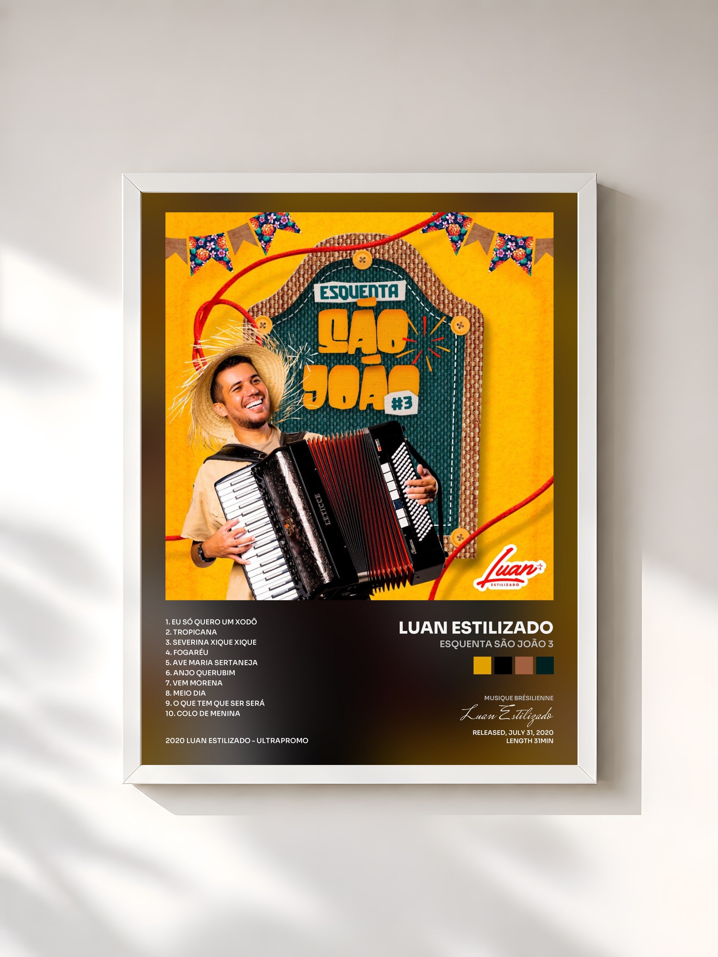 #blanc Tableau de l'album Esquenta São João 3 de Luan Estilizado, cadre blanc, imprimé et encadré en France