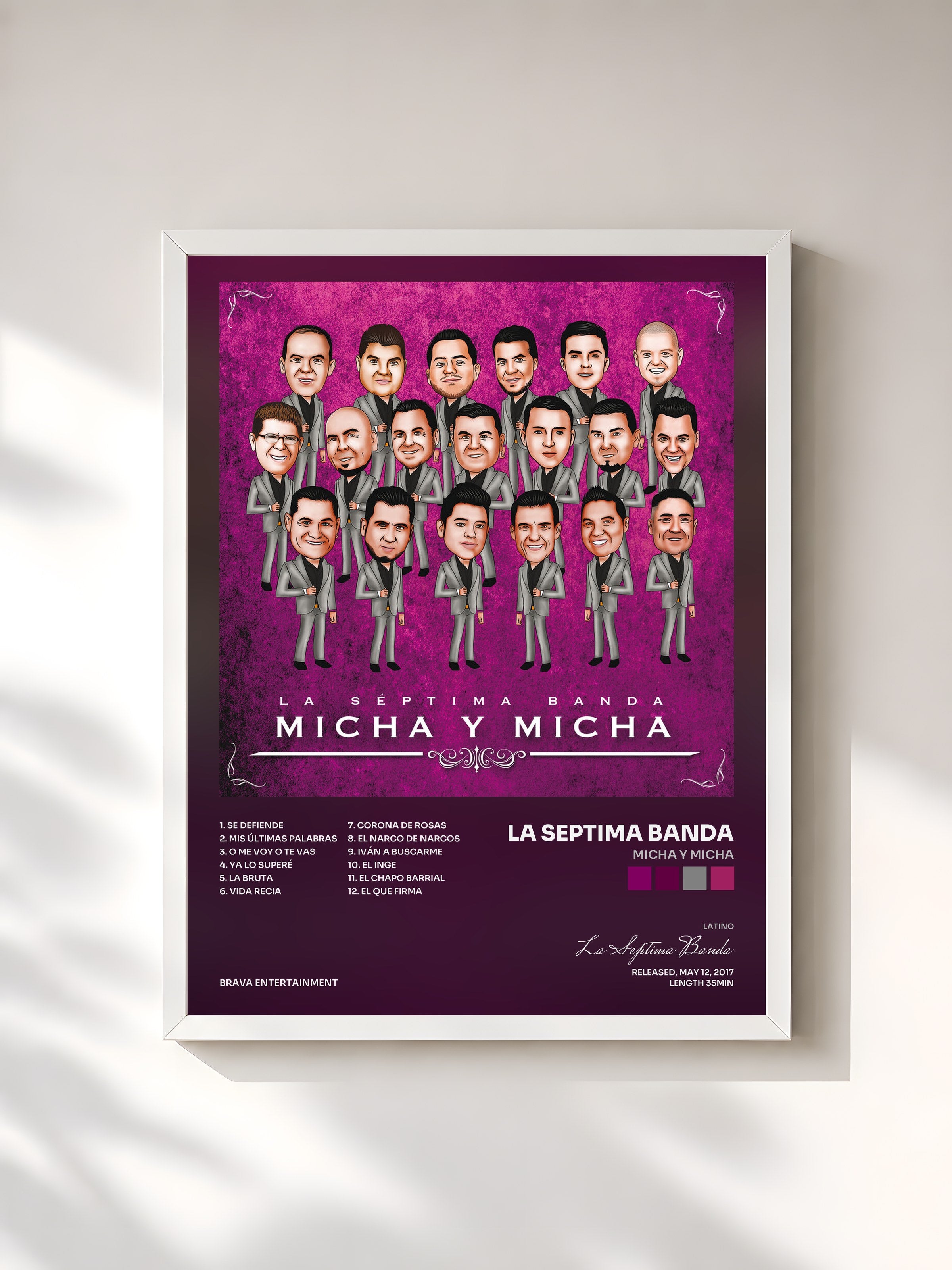 #blanc Tableau de l'album Micha Y Micha de La Septima Banda, cadre blanc, imprimé et encadré en France