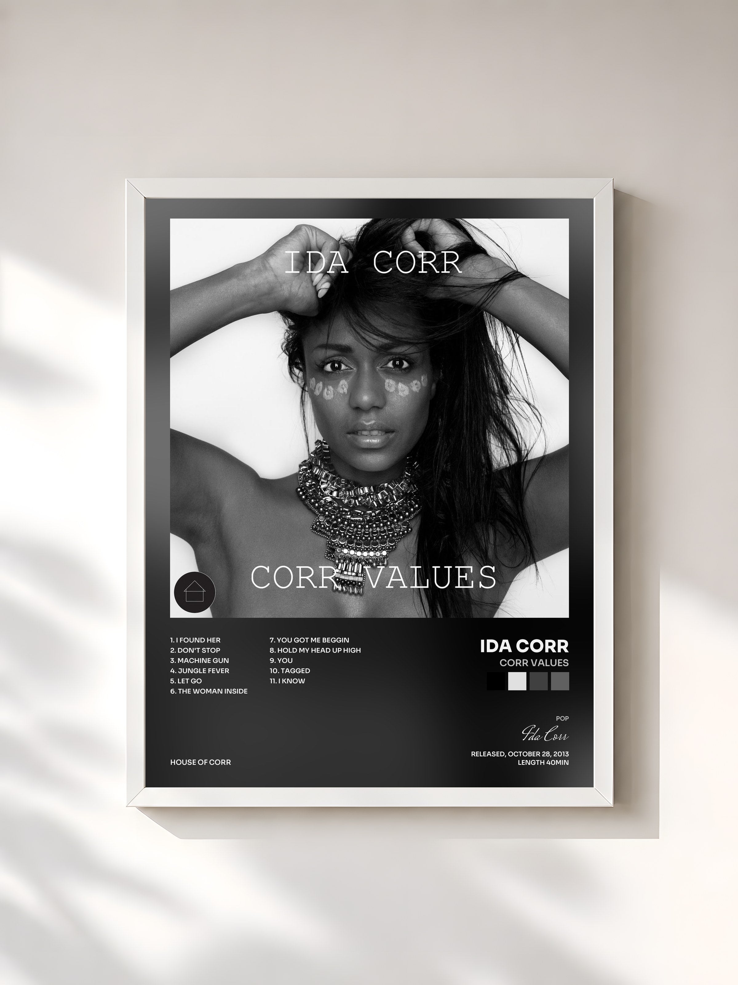 #blanc Tableau de l'album Corr Values de Ida Corr, cadre blanc, imprimé et encadré en France