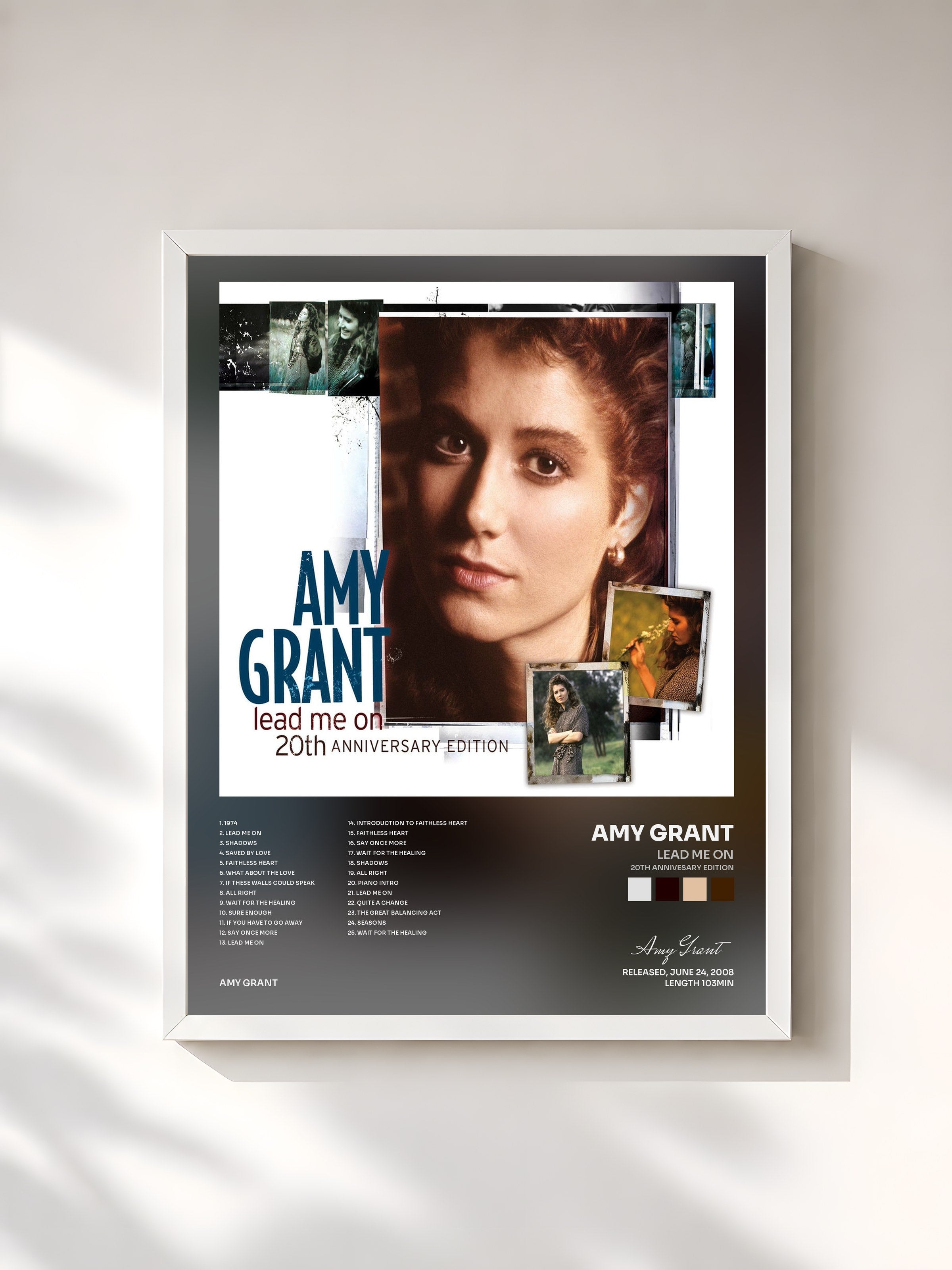 #blanc Tableau de l'album Lead Me On (20th Annivesary Edition) de Amy Grant, cadre blanc, imprimé et encadré en France