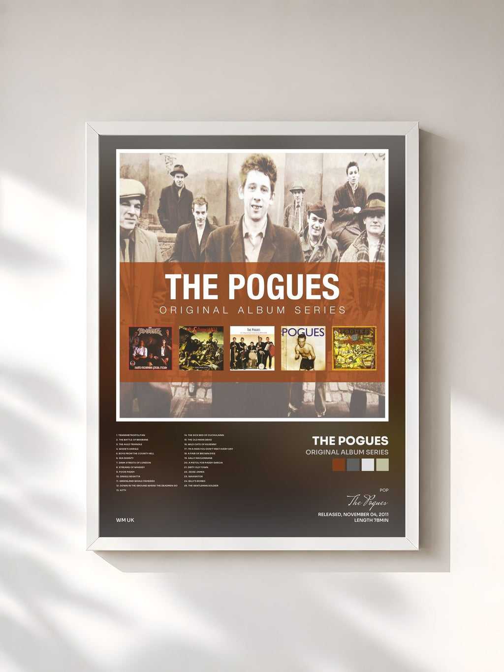#blanc Tableau de l'album Original Album Series de The Pogues, cadre blanc, imprimé et encadré en France