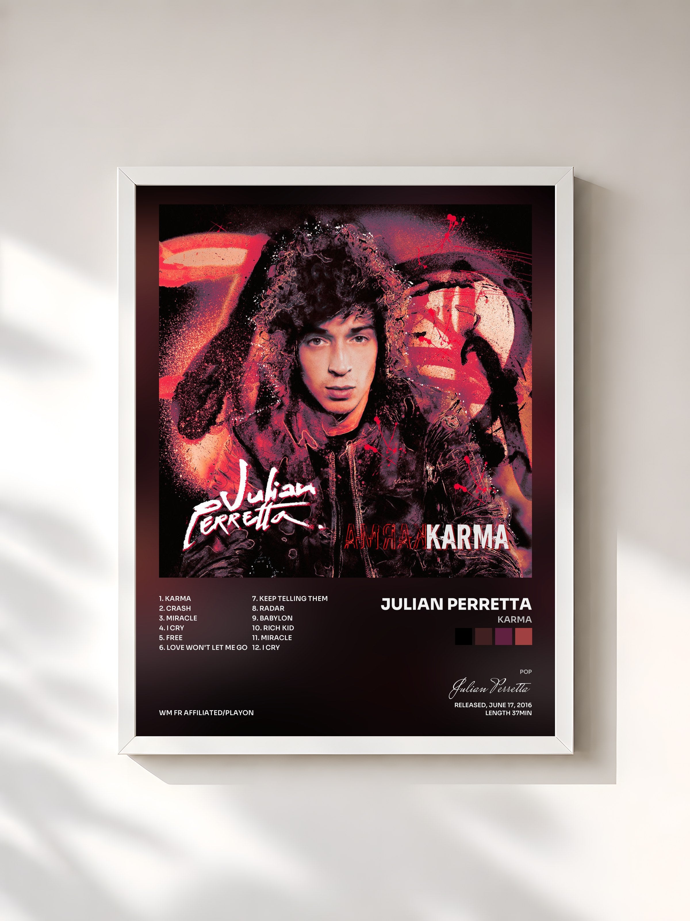 #blanc Tableau de l'album Karma de Julian Perretta, cadre blanc, imprimé et encadré en France