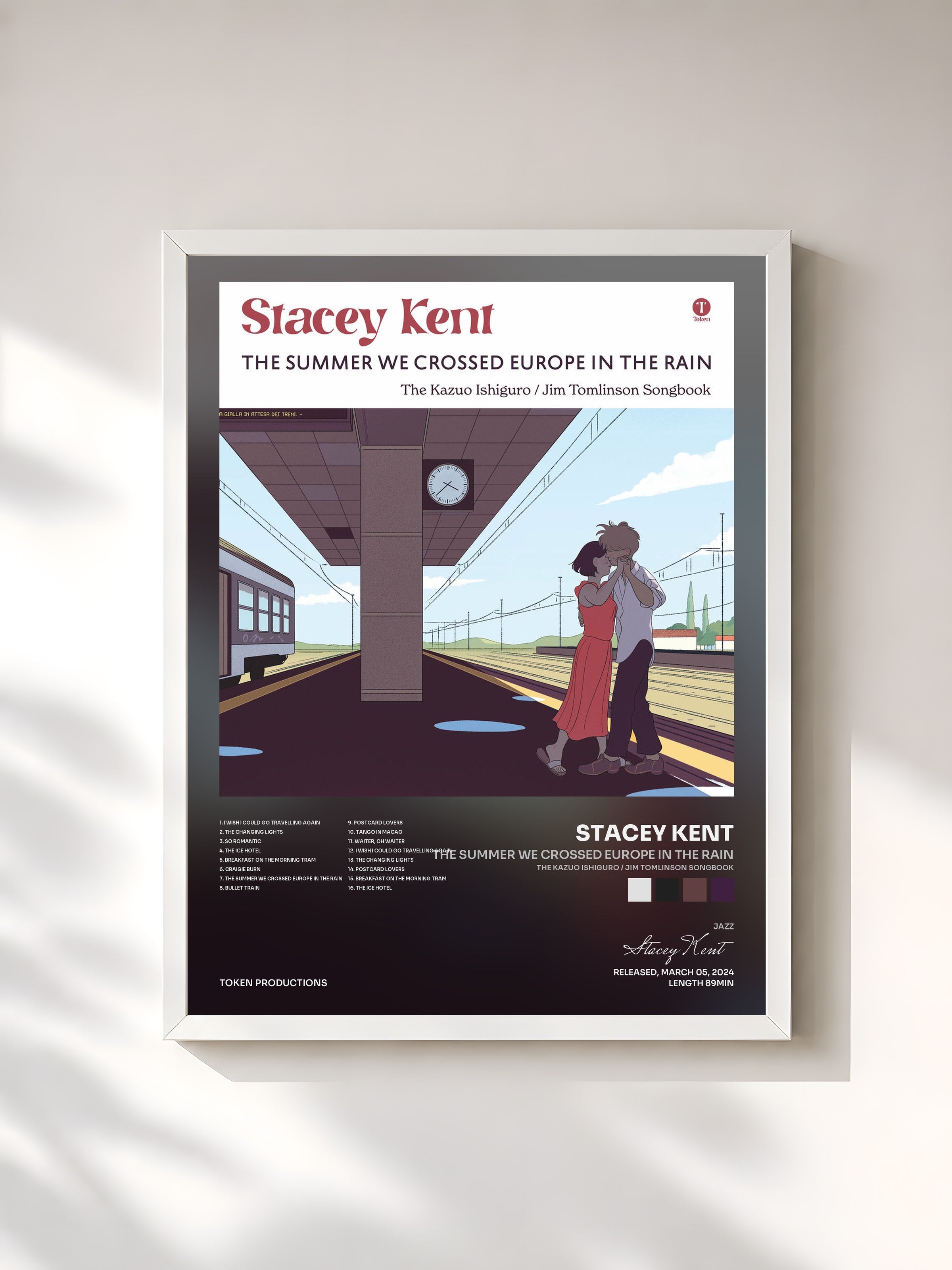 #blanc Tableau de l'album The Summer We Crossed Europe In The Rain (The Kazuo Ishiguro / Jim Tomlinson Songbook) de Stacey Kent, cadre blanc, imprimé et encadré en France