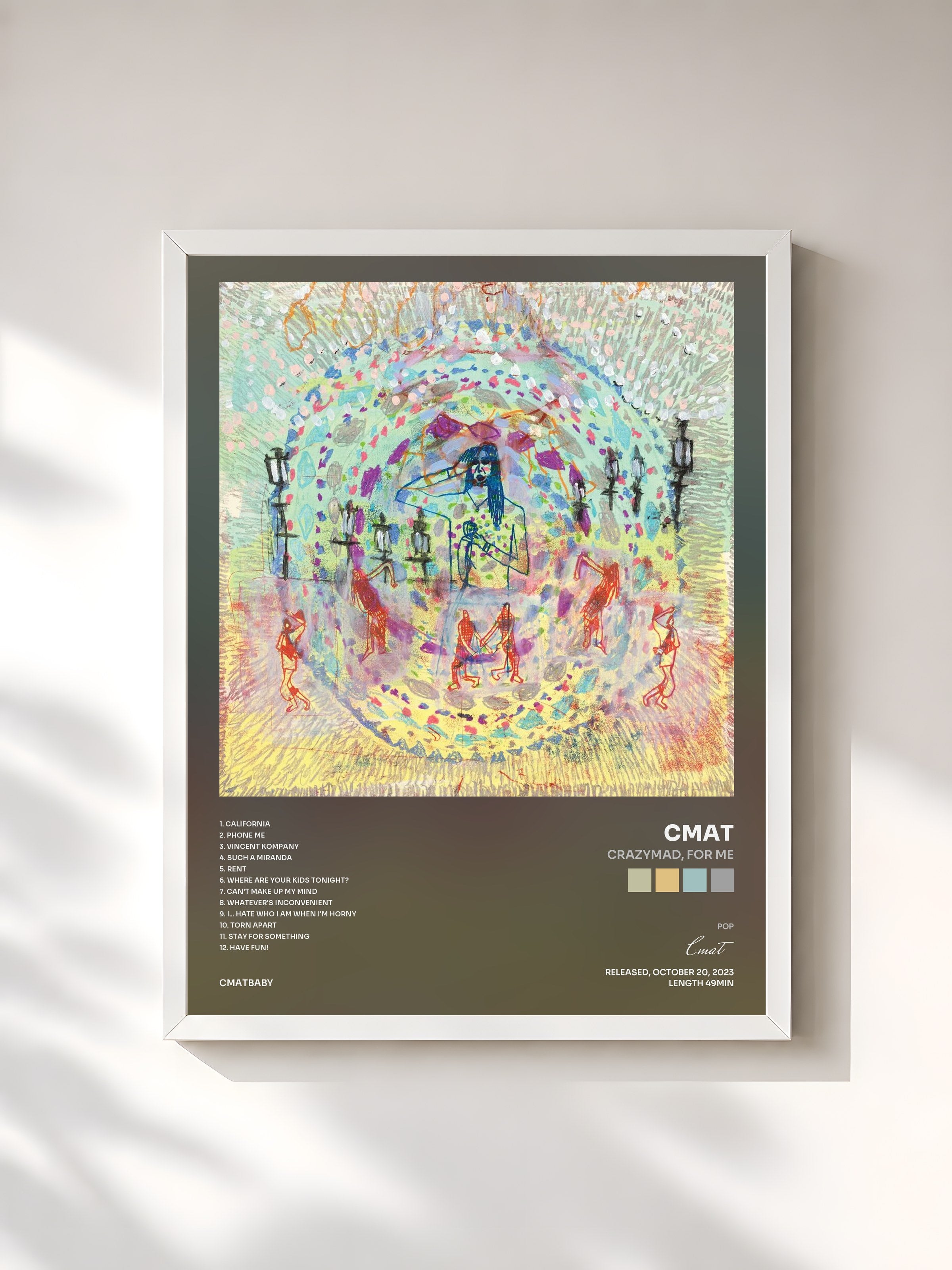 #blanc Tableau de l'album Crazymad, For Me de Cmat, cadre blanc, imprimé et encadré en France