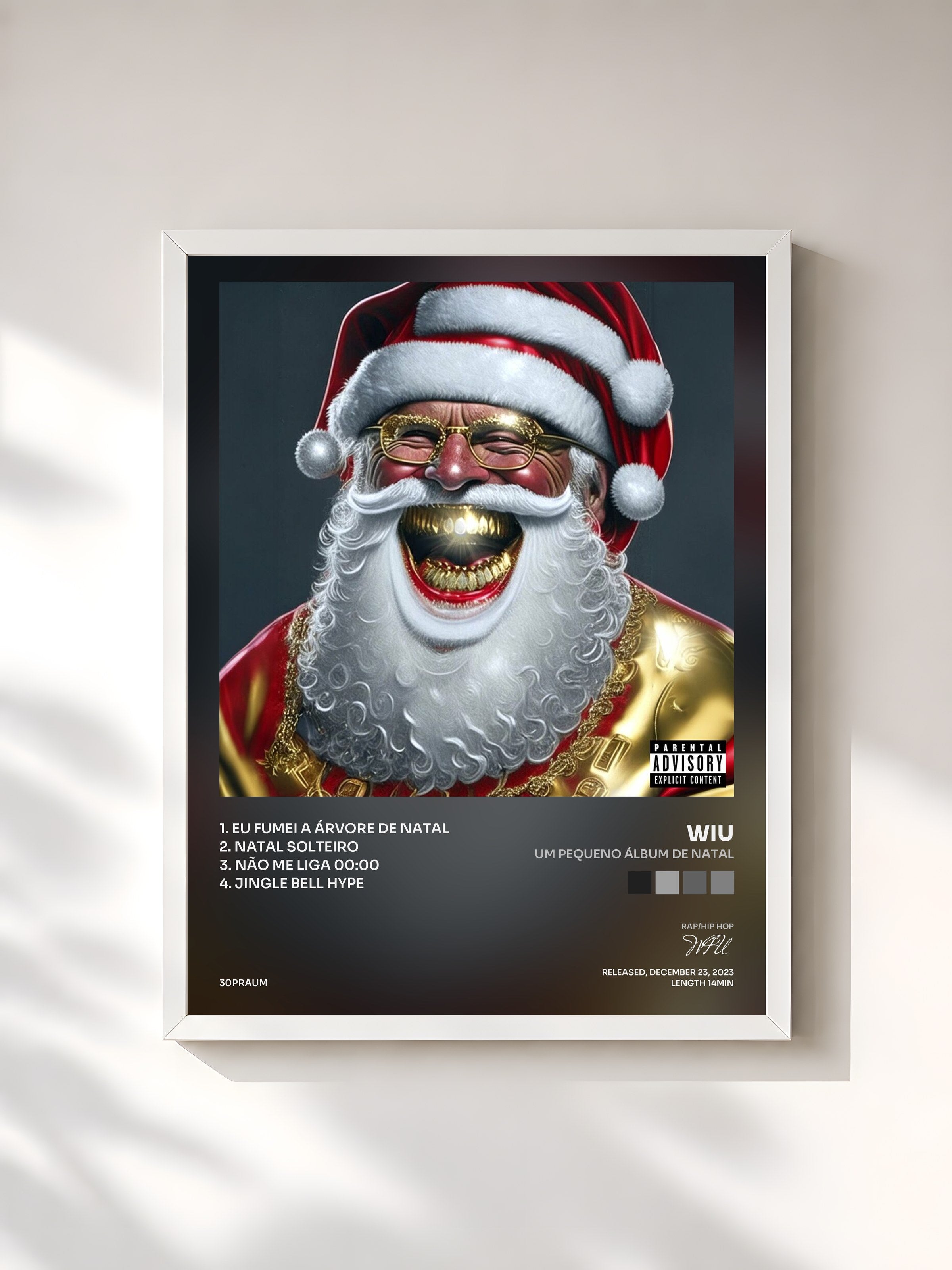 #blanc Tableau de l'album Um Pequeno Álbum de Natal de WIU, cadre blanc, imprimé et encadré en France