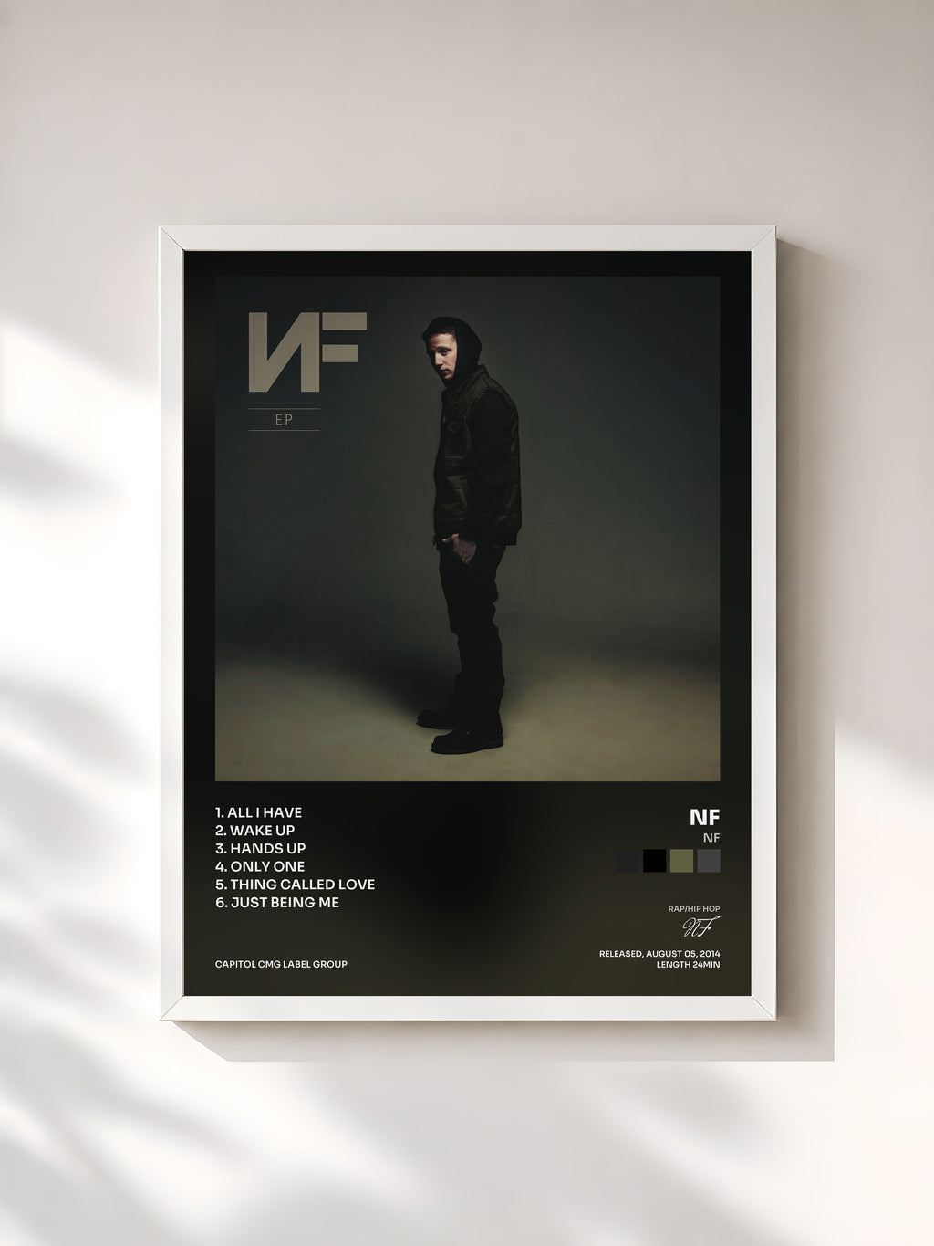 #blanc Tableau de l'album NF de NF, cadre blanc, imprimé et encadré en France