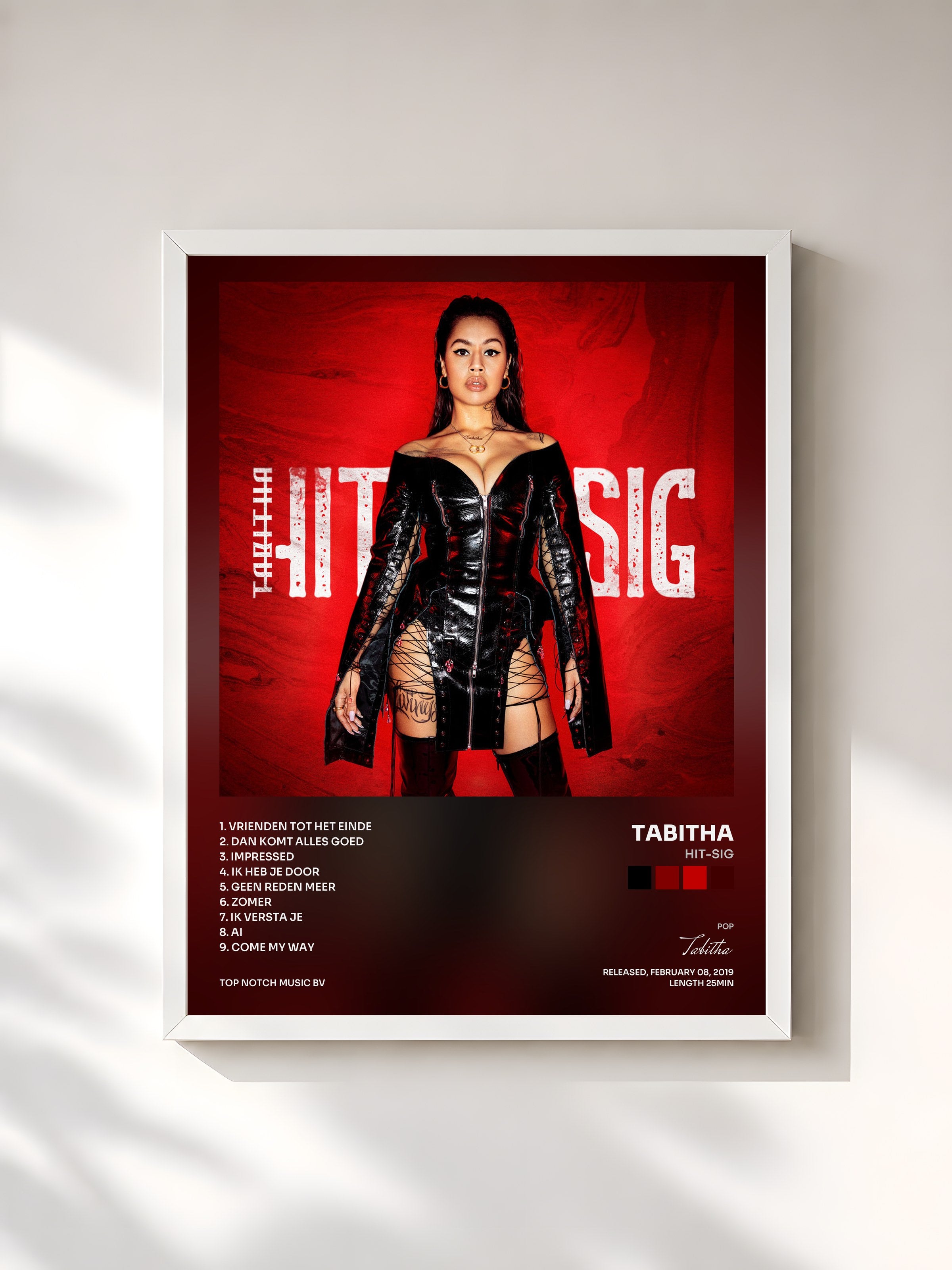 #blanc Tableau de l'album HIT-SIG de Tabitha, cadre blanc, imprimé et encadré en France
