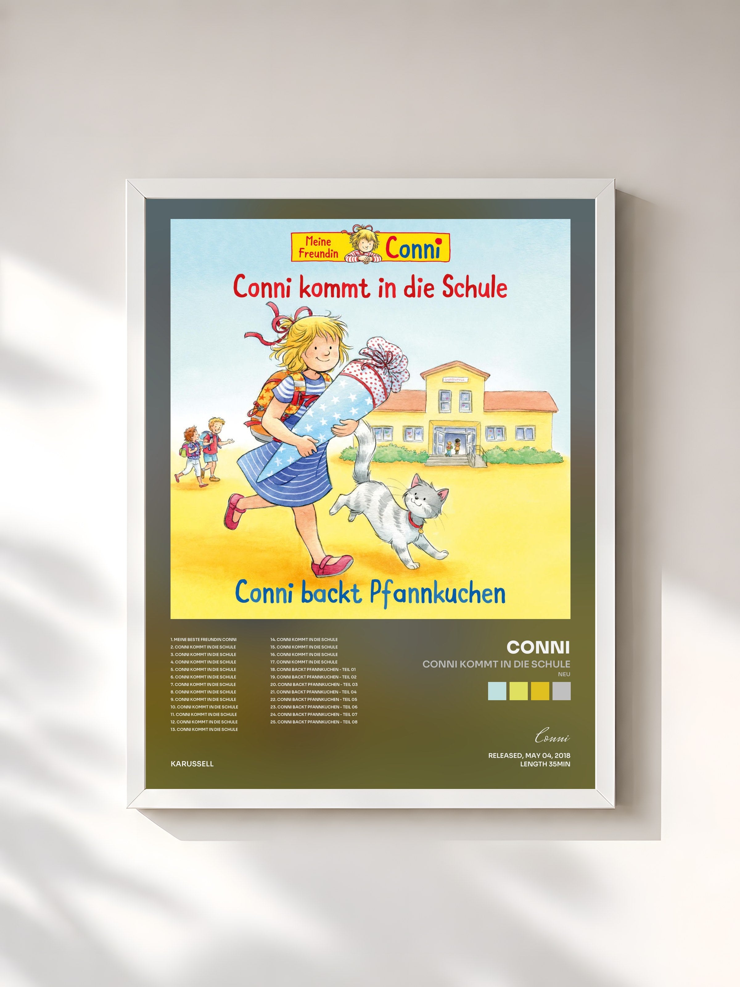 #blanc Tableau de l'album Conni kommt in die Schule (neu) / Conni backt Pfannkuchen de Conni, cadre blanc, imprimé et encadré en France