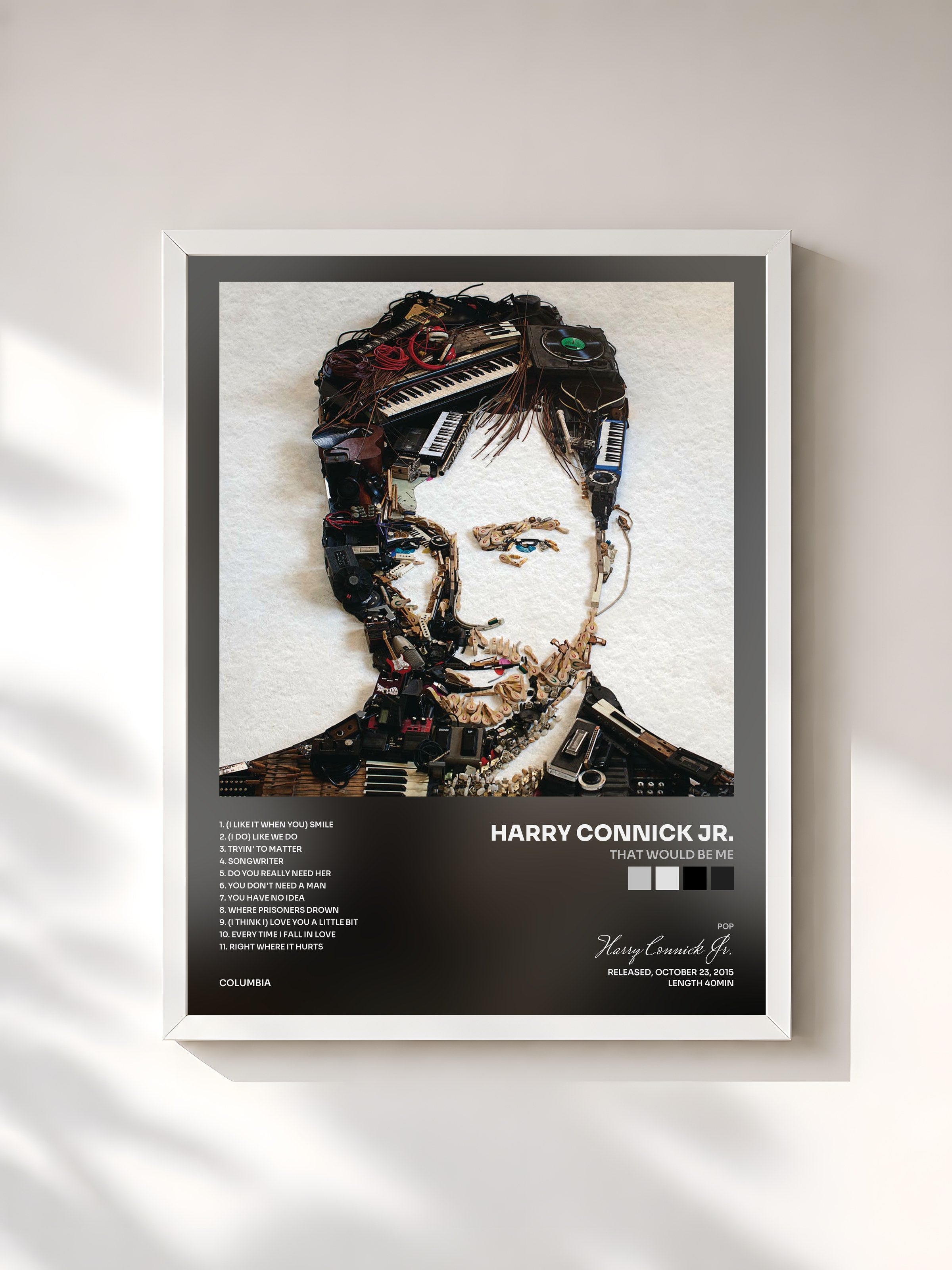 #blanc Tableau de l'album That Would Be Me de Harry Connick Jr., cadre blanc, imprimé et encadré en France