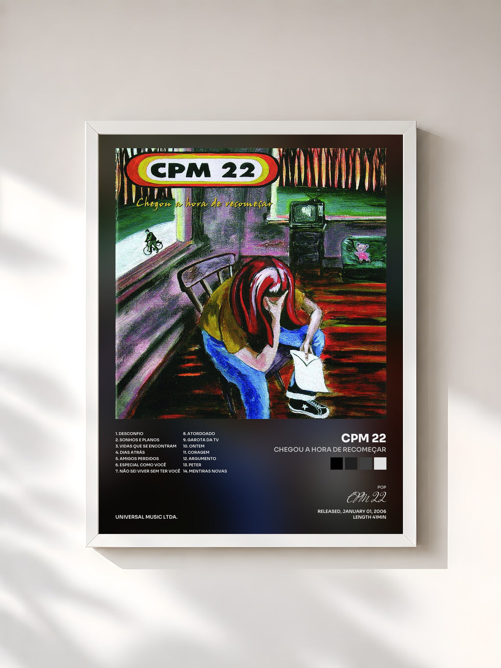 #blanc Chegou A Hora De Recomeçar by CPM 22 as a framed art print, white frame, printed and framed in France