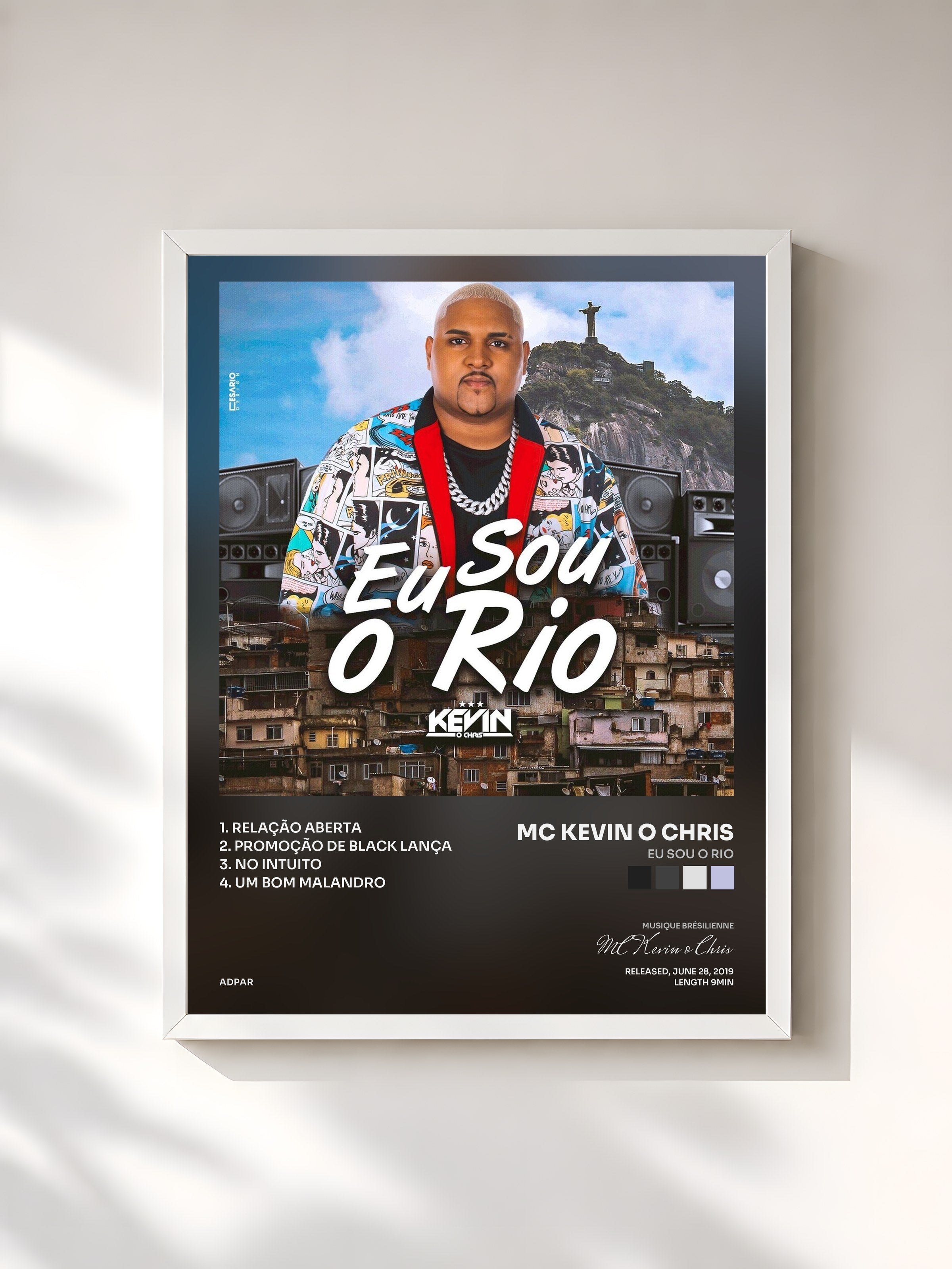 #blanc Tableau de l'album Eu Sou o Rio de MC Kevin o Chris, cadre blanc, imprimé et encadré en France
