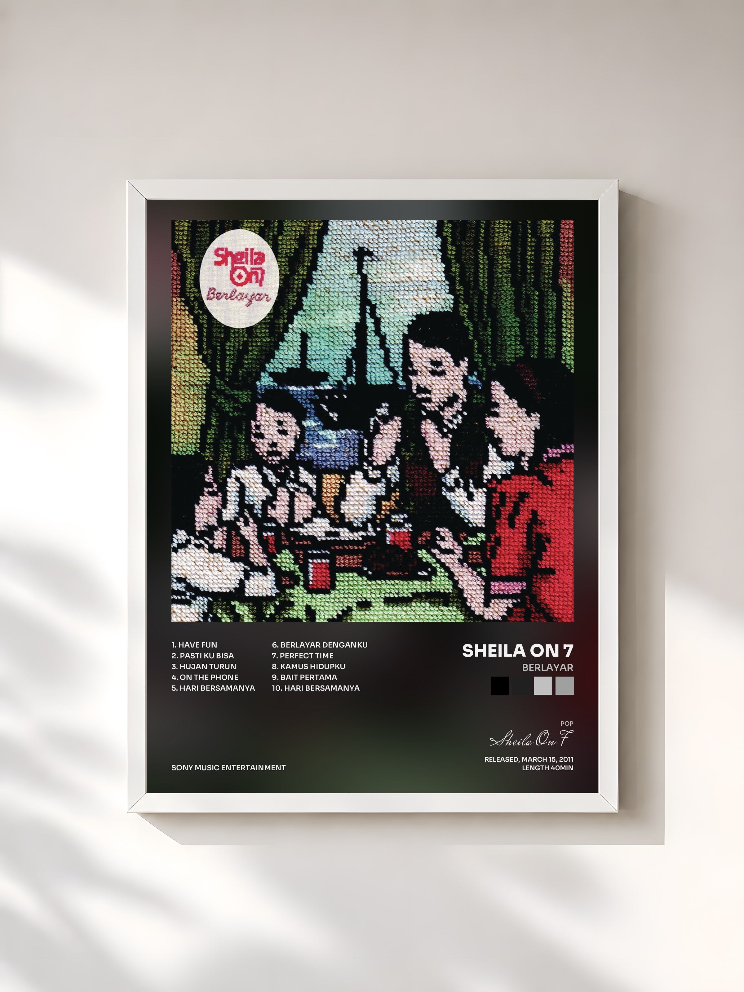 #blanc Tableau de l'album Berlayar de Sheila On 7, cadre blanc, imprimé et encadré en France