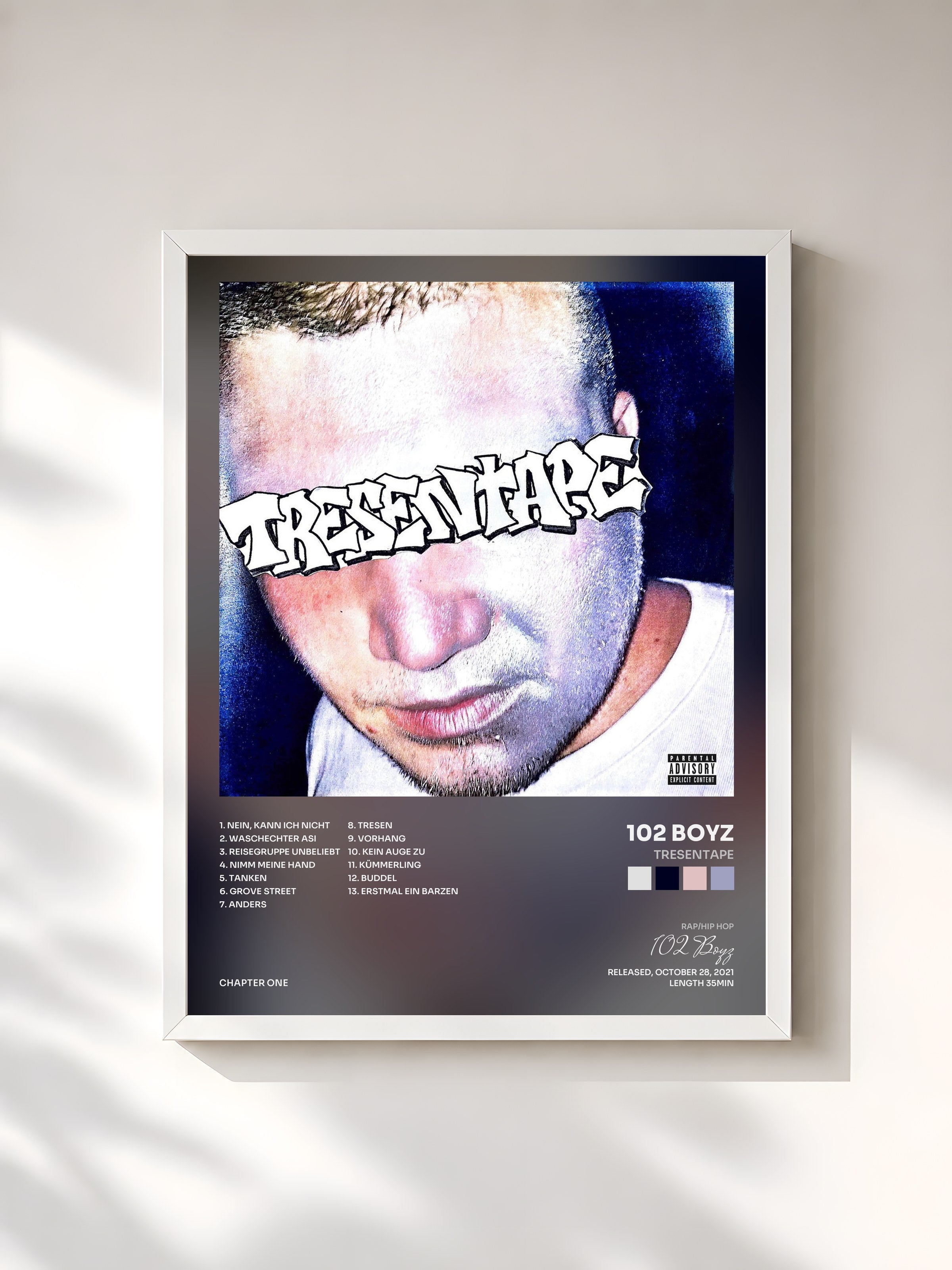 #blanc Tableau de l'album Tresentape de 102 Boyz, cadre blanc, imprimé et encadré en France