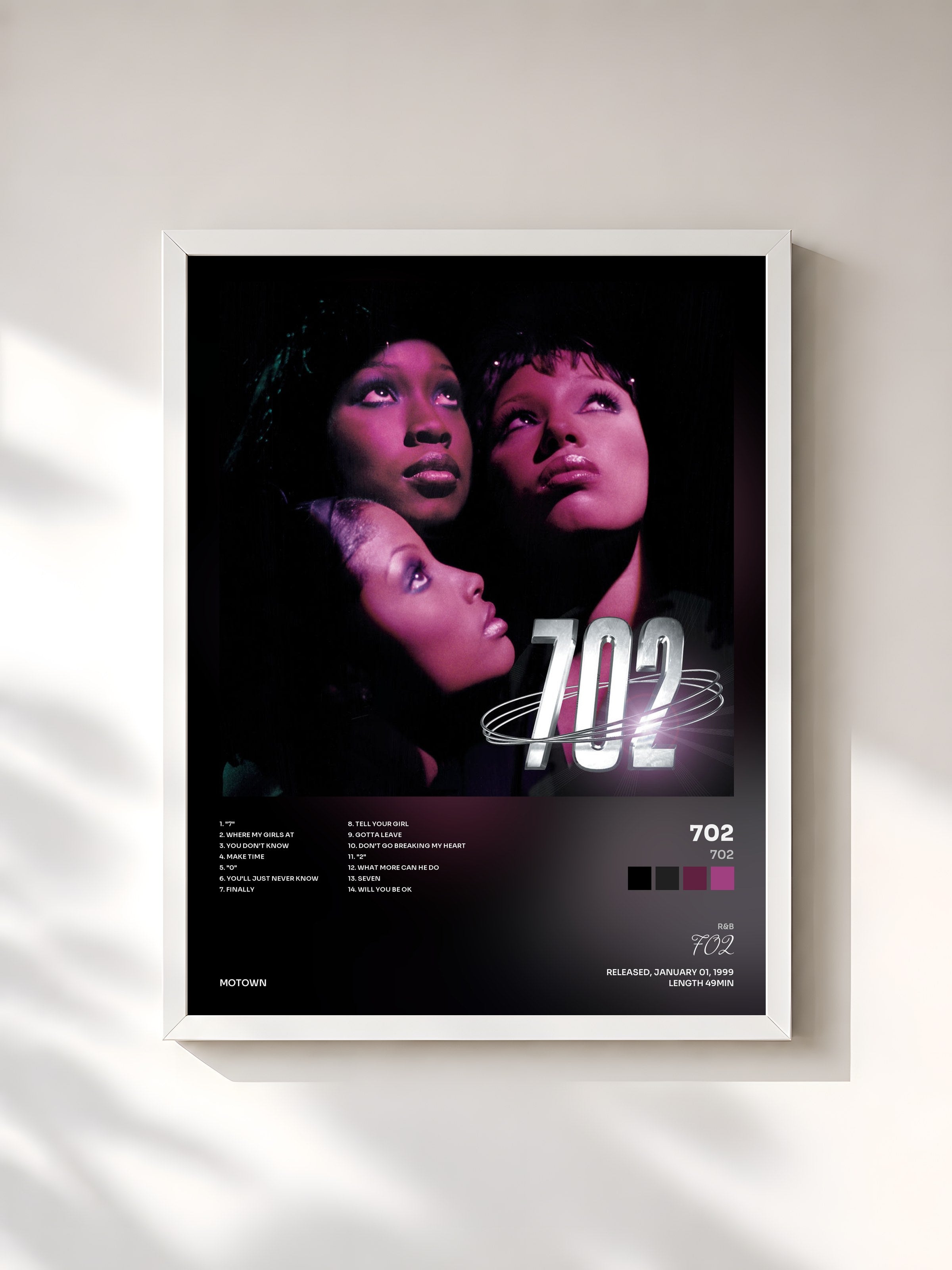 #blanc Tableau de l'album 702 de 702, cadre blanc, imprimé et encadré en France