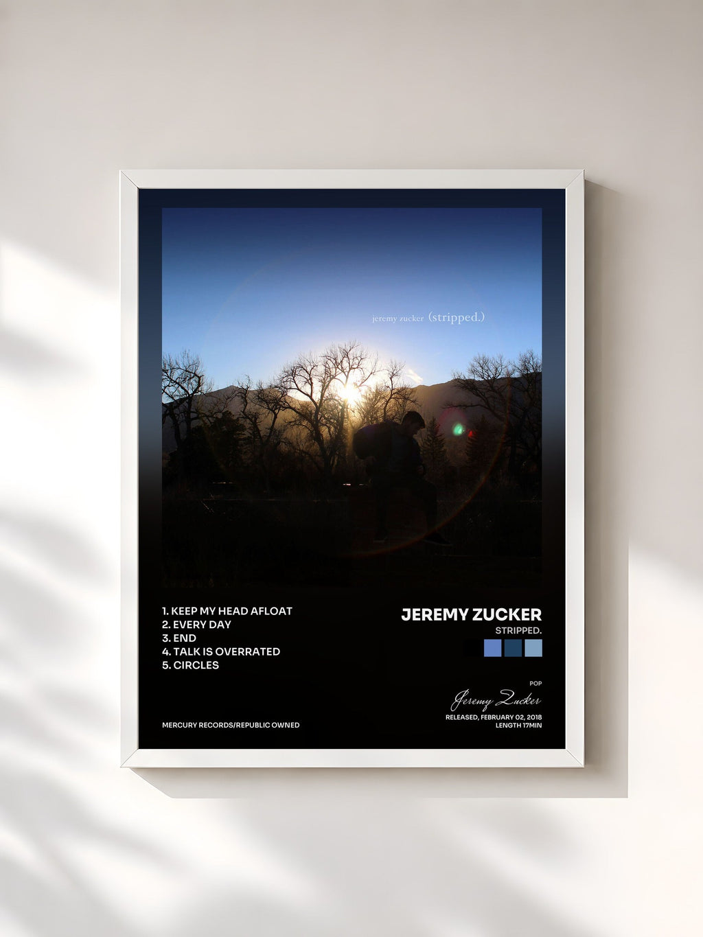 #blanc stripped. by Jeremy Zucker as a framed art print, white frame, printed and framed in France