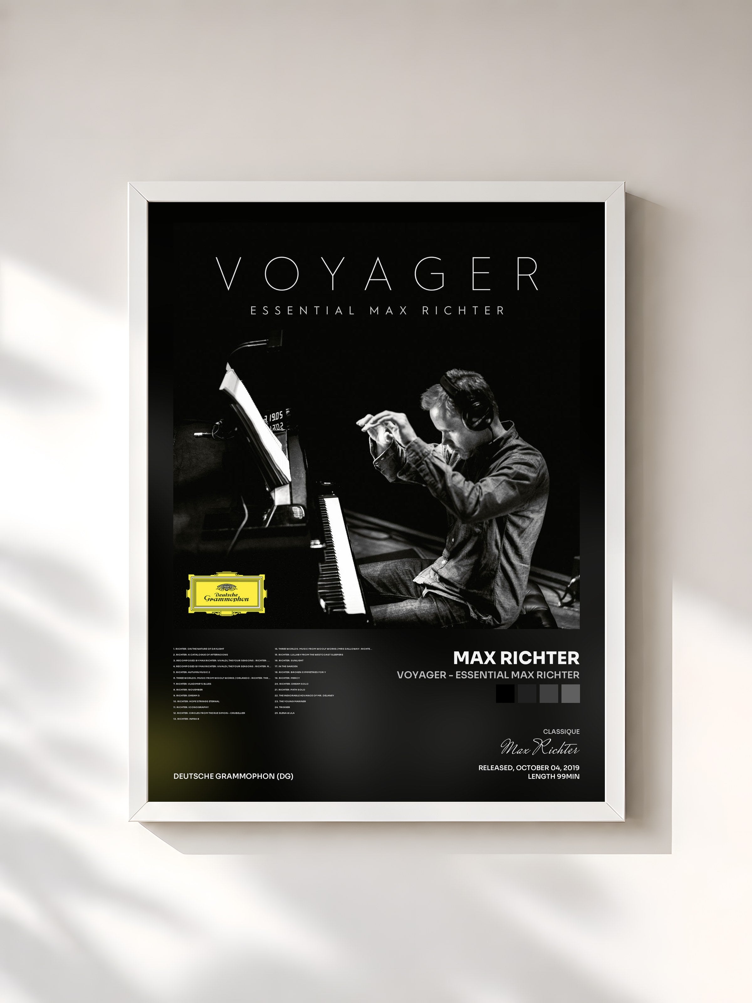 #blanc Tableau de l'album Voyager - Essential Max Richter de Max Richter, cadre blanc, imprimé et encadré en France