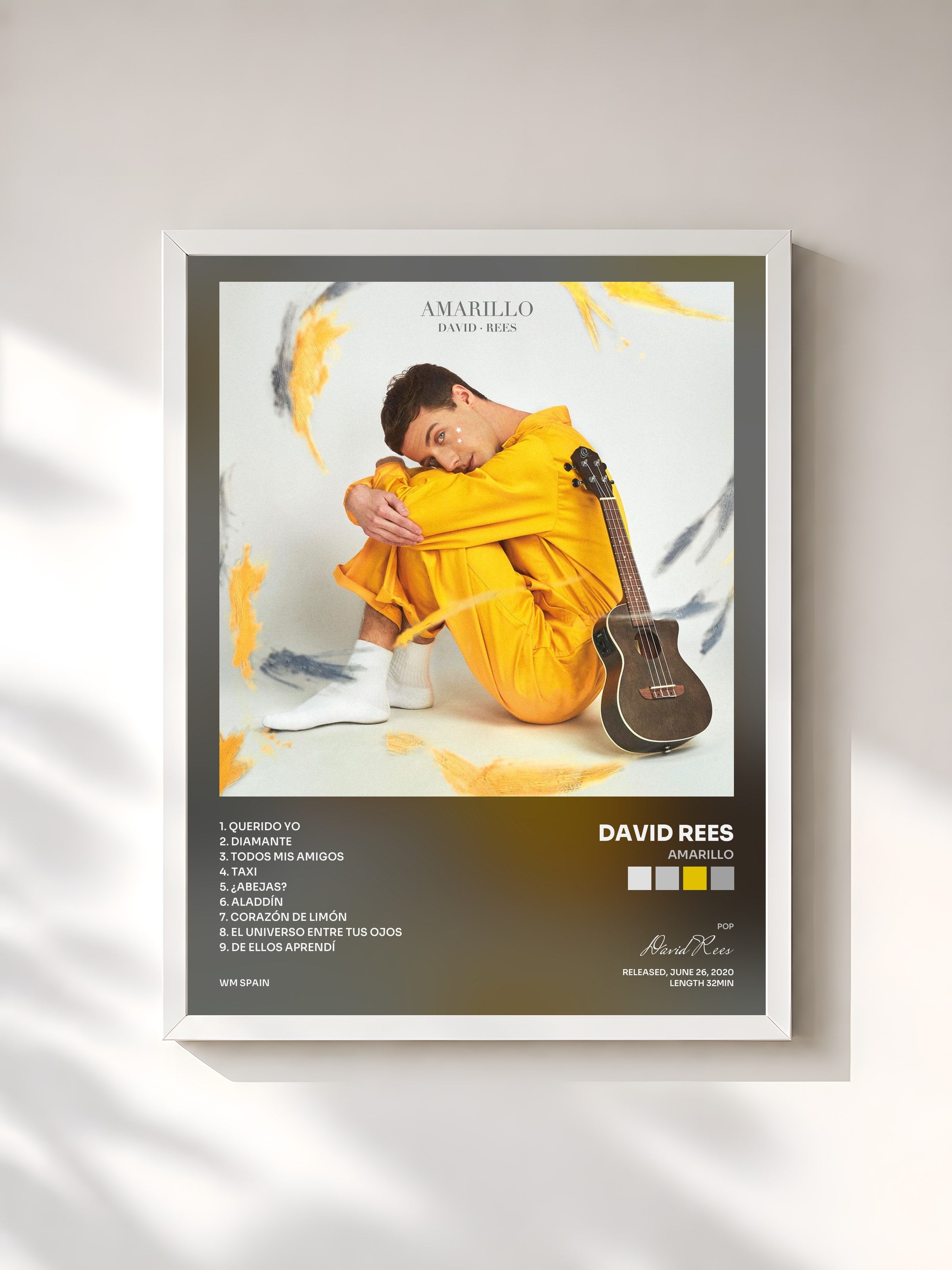 #blanc Tableau de l'album Amarillo de David Rees, cadre blanc, imprimé et encadré en France