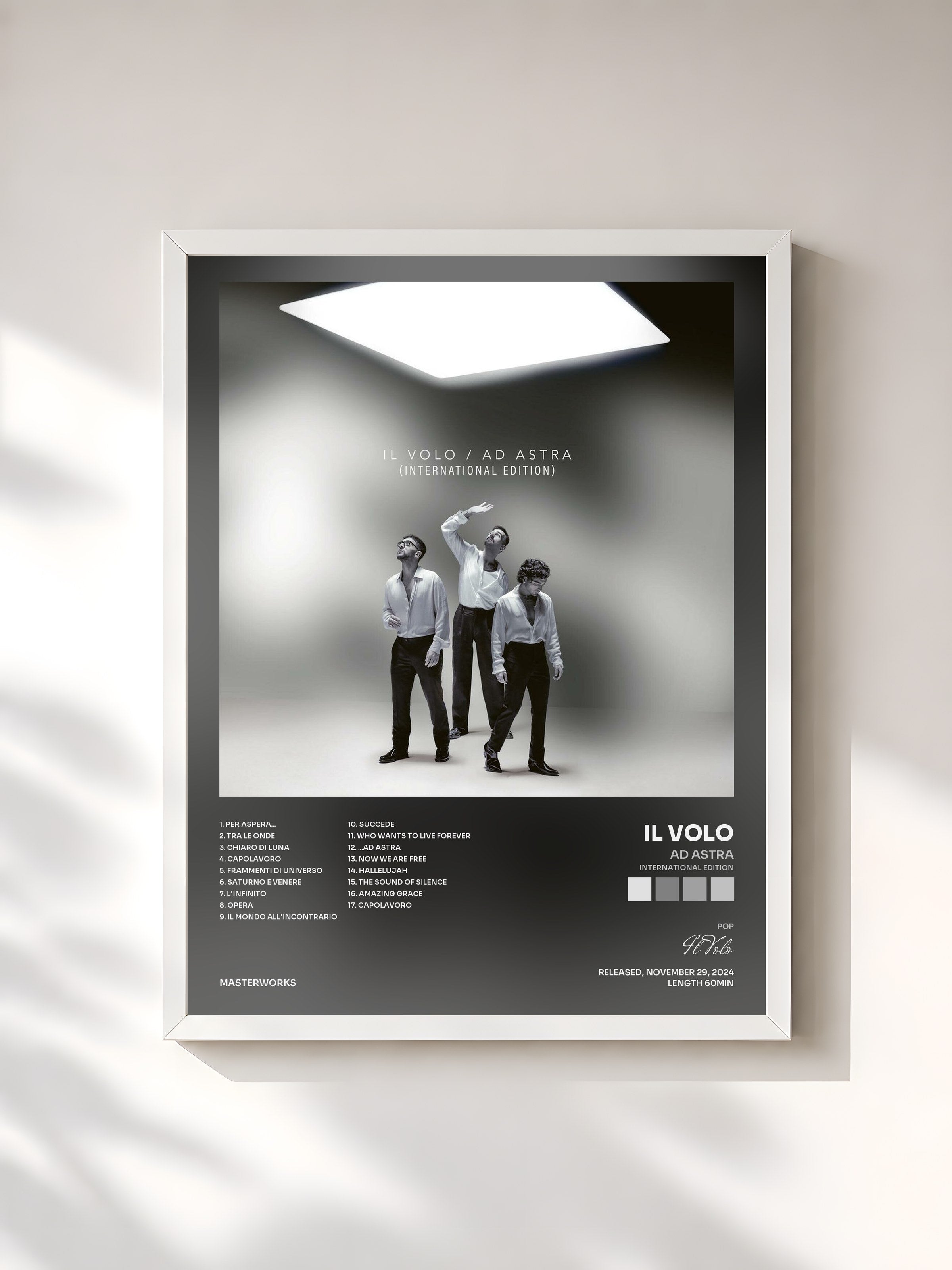 #blanc Tableau de l'album Ad Astra (International Edition) de Il Volo, cadre blanc, imprimé et encadré en France