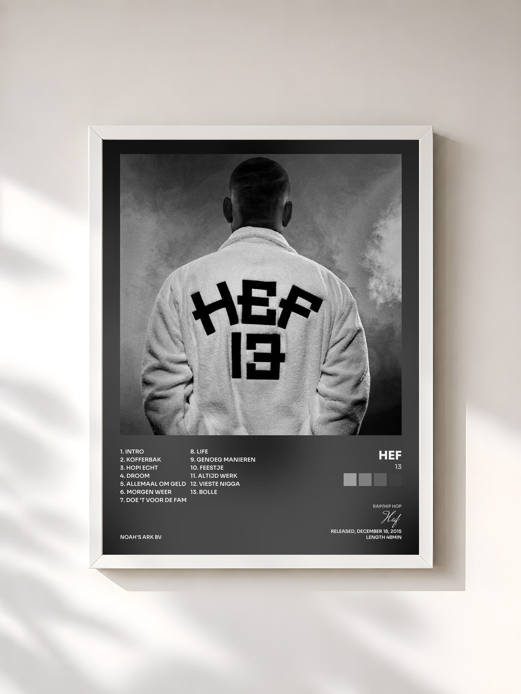 #blanc Tableau de l'album 13 de Hef, cadre blanc, imprimé et encadré en France