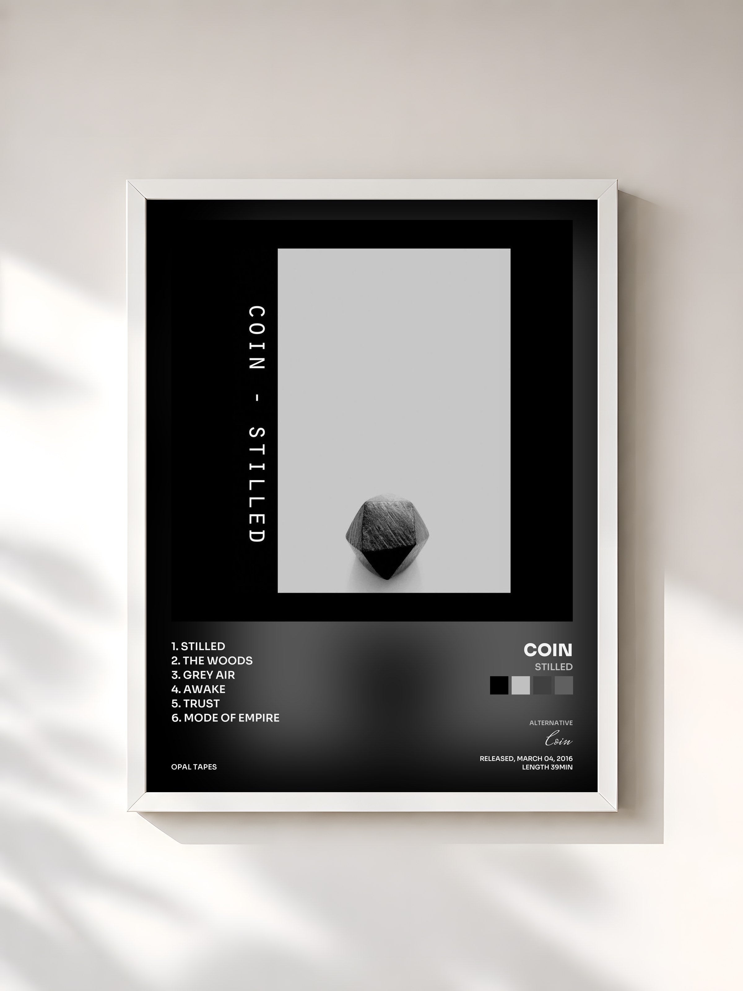 #blanc Tableau de l'album Stilled de Coin, cadre blanc, imprimé et encadré en France