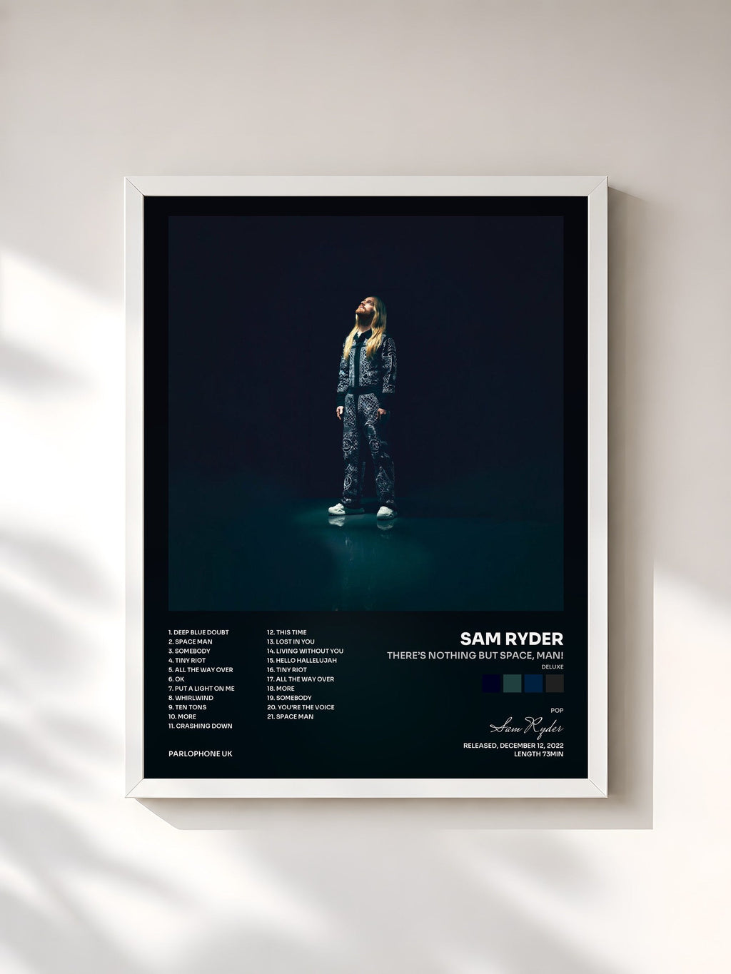 #blanc There’s Nothing But Space, Man! (Deluxe) de Sam Ryder en lámina enmarcada, marco blanco, impresa y enmarcada en Francia