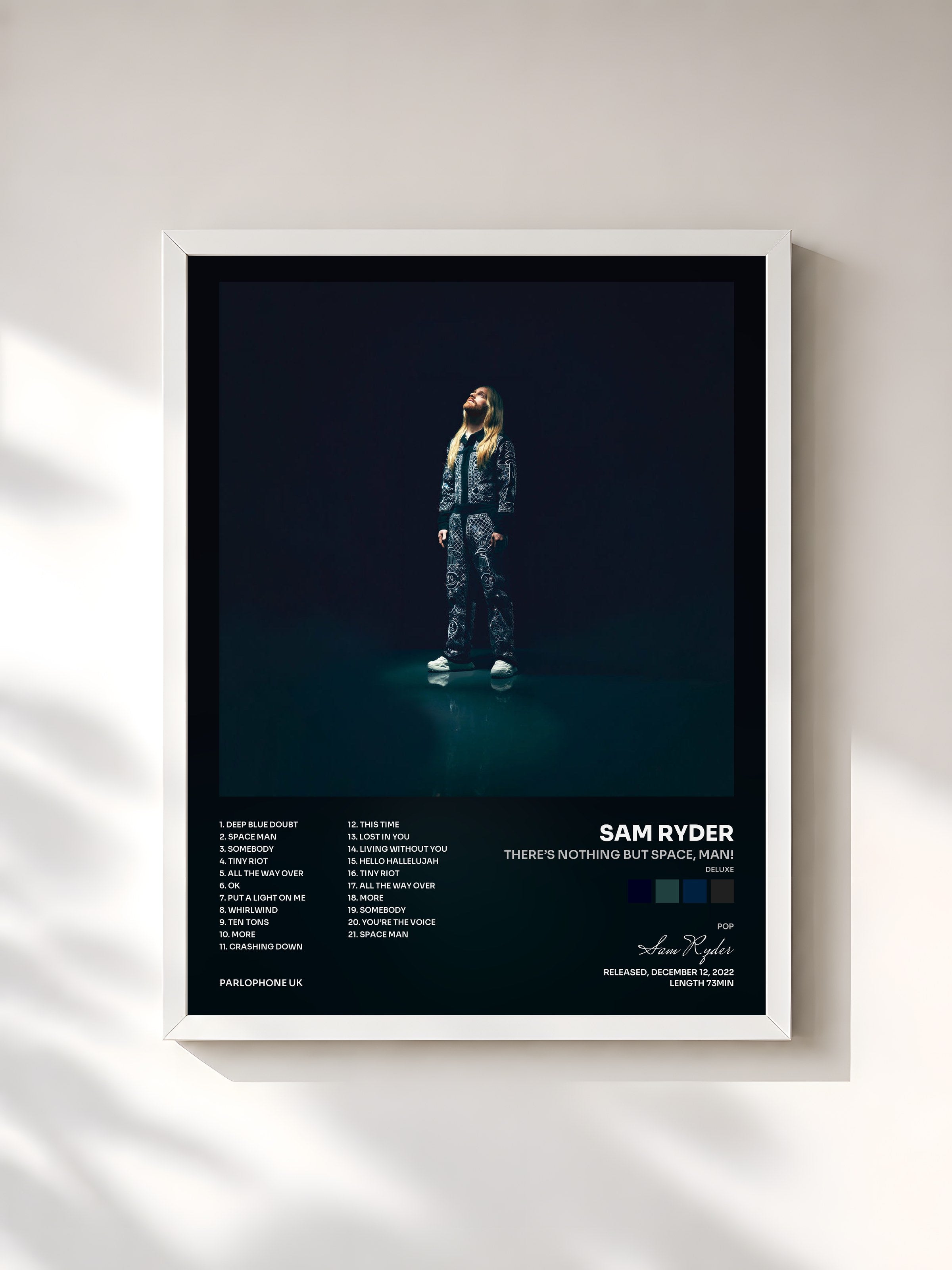 #blanc Tableau de l'album There’s Nothing But Space, Man! (Deluxe) de Sam Ryder, cadre blanc, imprimé et encadré en France