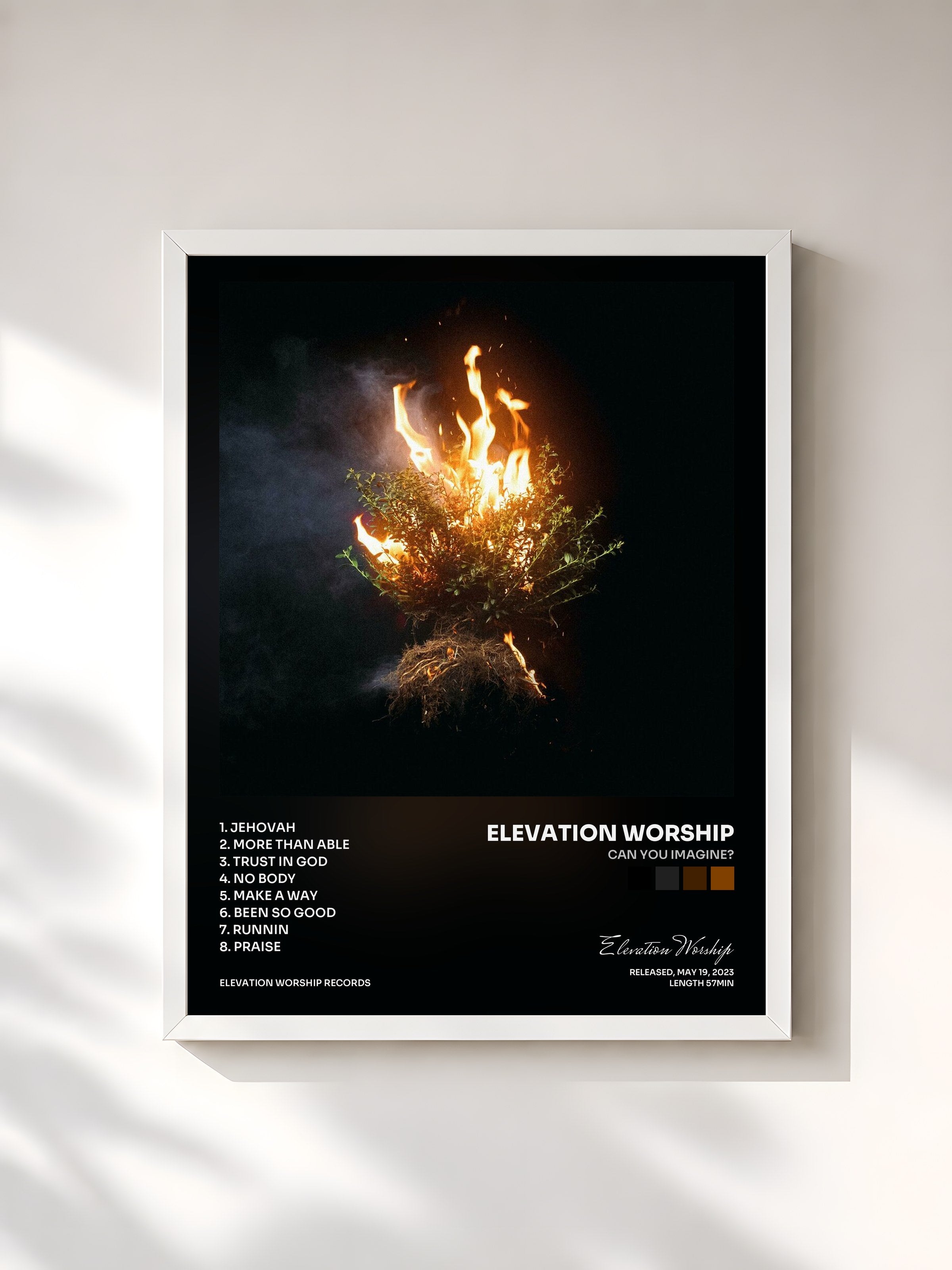 #blanc Tableau de l'album CAN YOU IMAGINE? de Elevation Worship, cadre blanc, imprimé et encadré en France