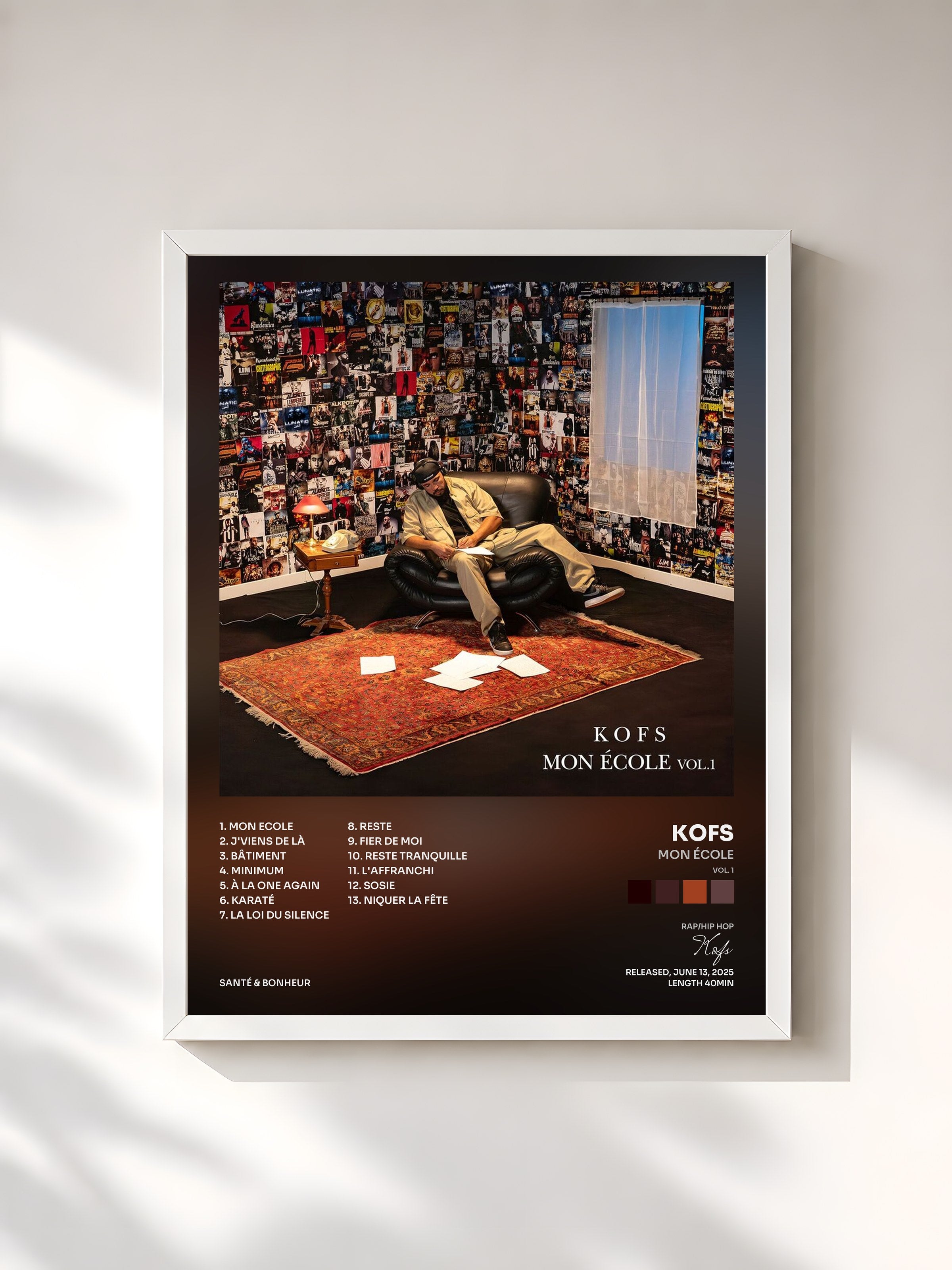 #blanc Tableau de l'album Mon école (Vol. 1) de Kofs, cadre blanc, imprimé et encadré en France