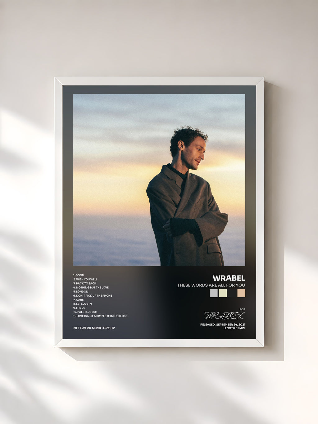 #blanc Tableau de l'album these words are all for you de WRABEL, cadre blanc, imprimé et encadré en France