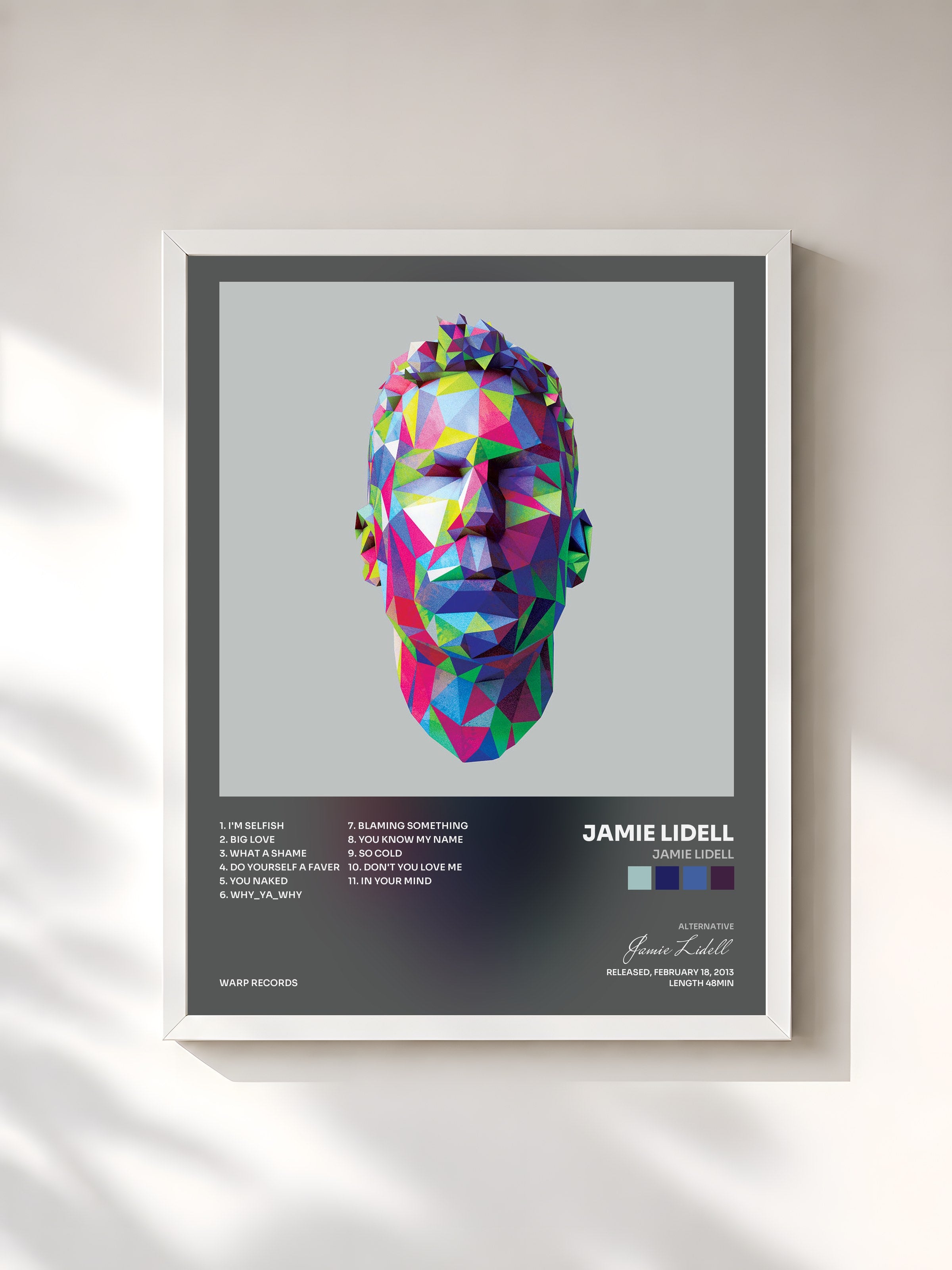 #blanc Tableau de l'album Jamie Lidell de Jamie Lidell, cadre blanc, imprimé et encadré en France