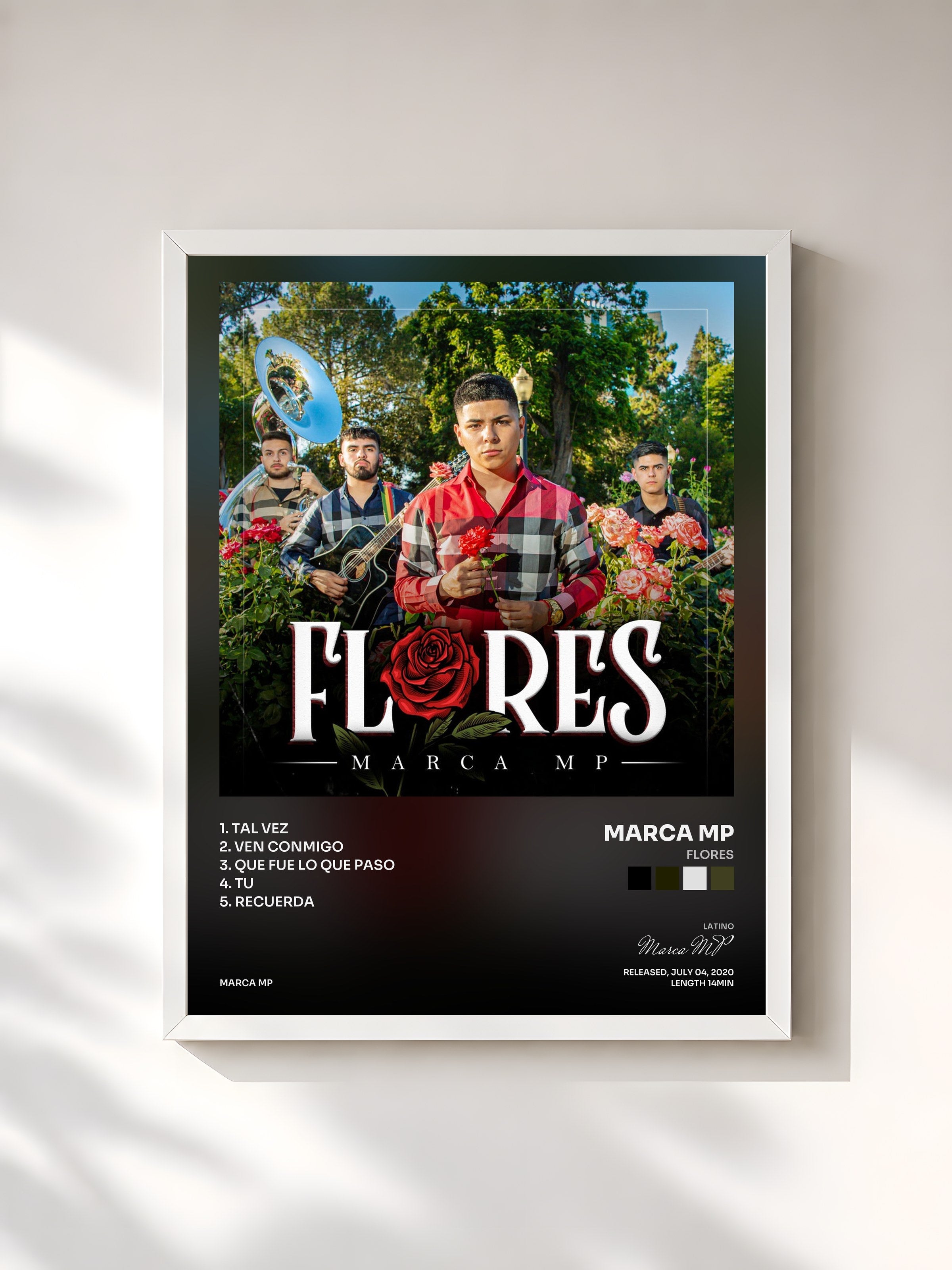 #blanc Tableau de l'album Flores de Marca MP, cadre blanc, imprimé et encadré en France