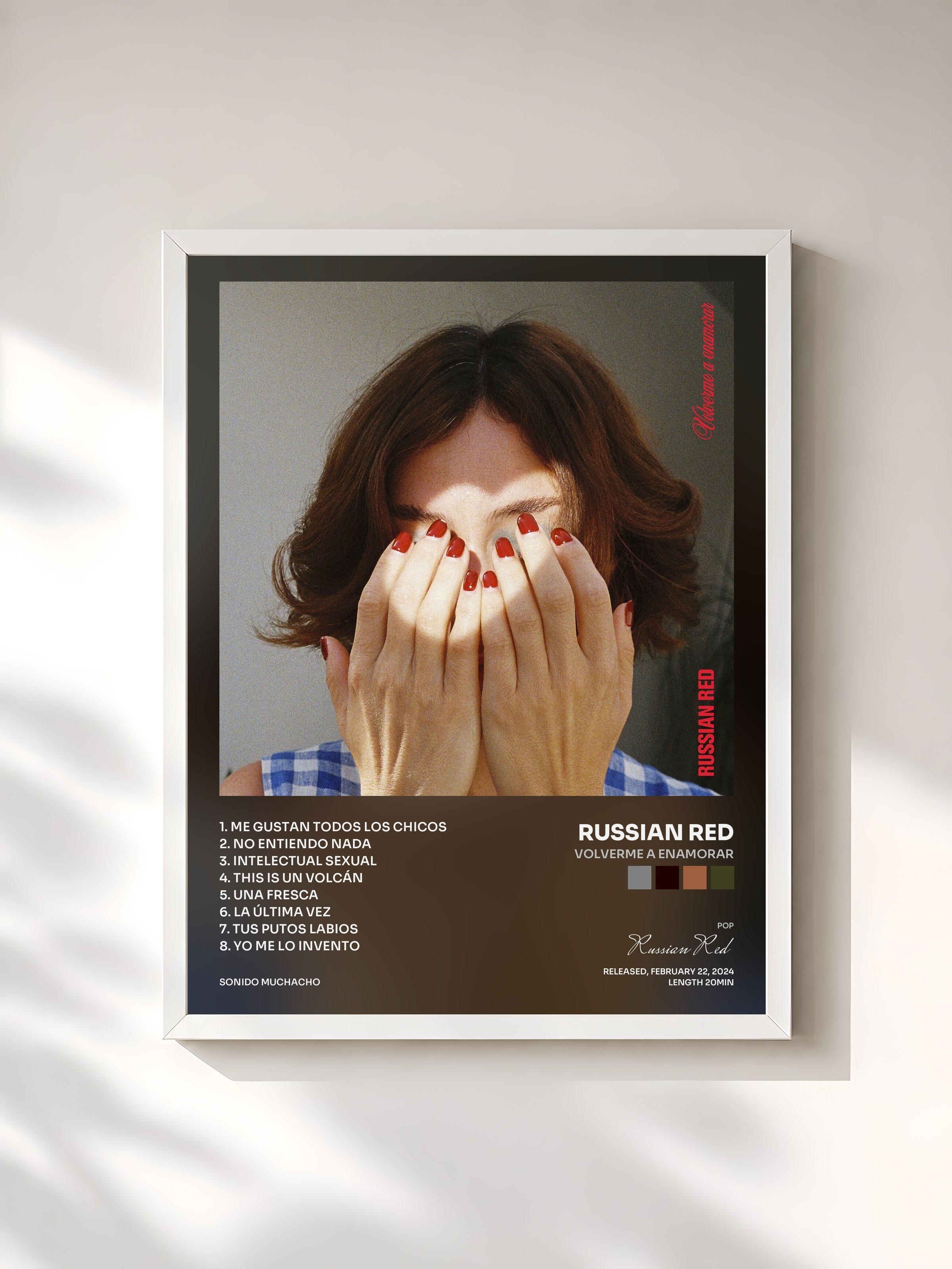 #blanc Tableau de l'album Volverme a enamorar de Russian Red, cadre blanc, imprimé et encadré en France