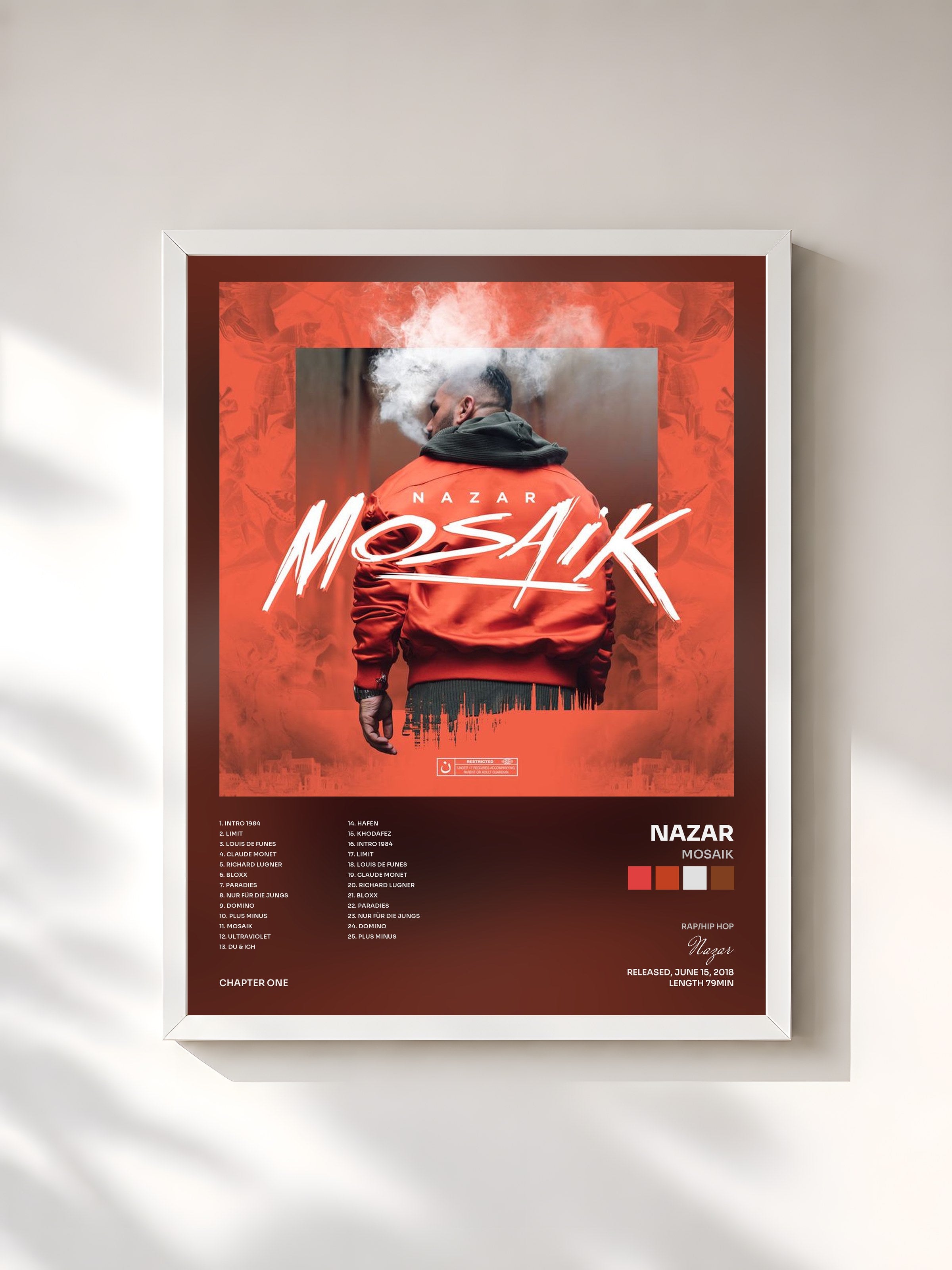 #blanc Tableau de l'album Mosaik de Nazar, cadre blanc, imprimé et encadré en France