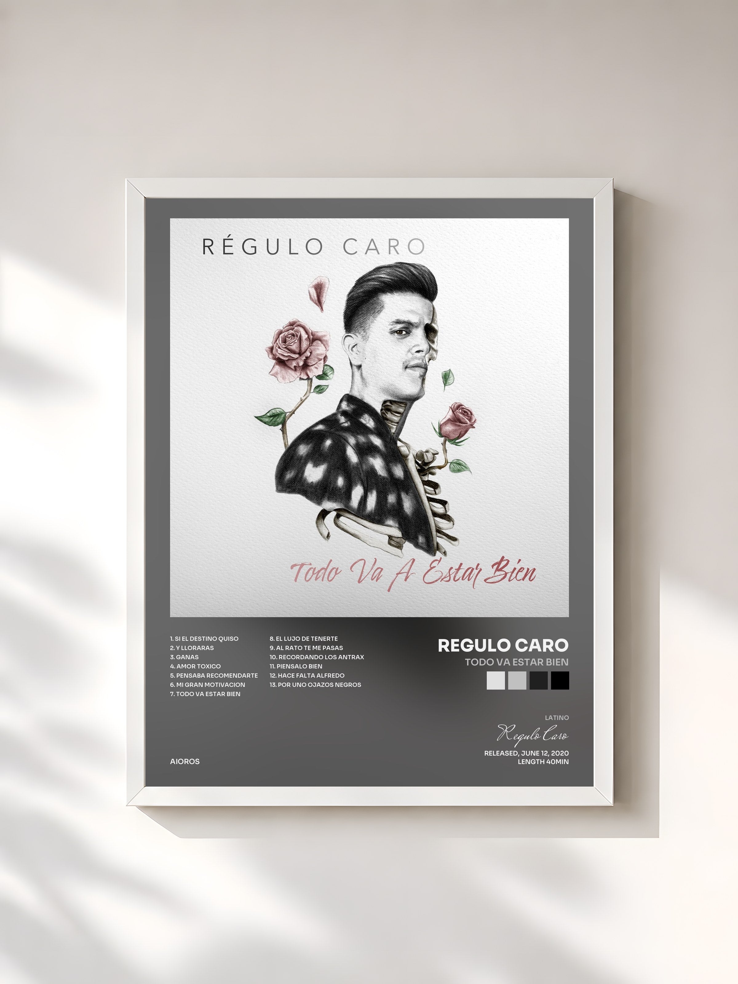 #blanc Tableau de l'album Todo Va Estar Bien de Regulo Caro, cadre blanc, imprimé et encadré en France