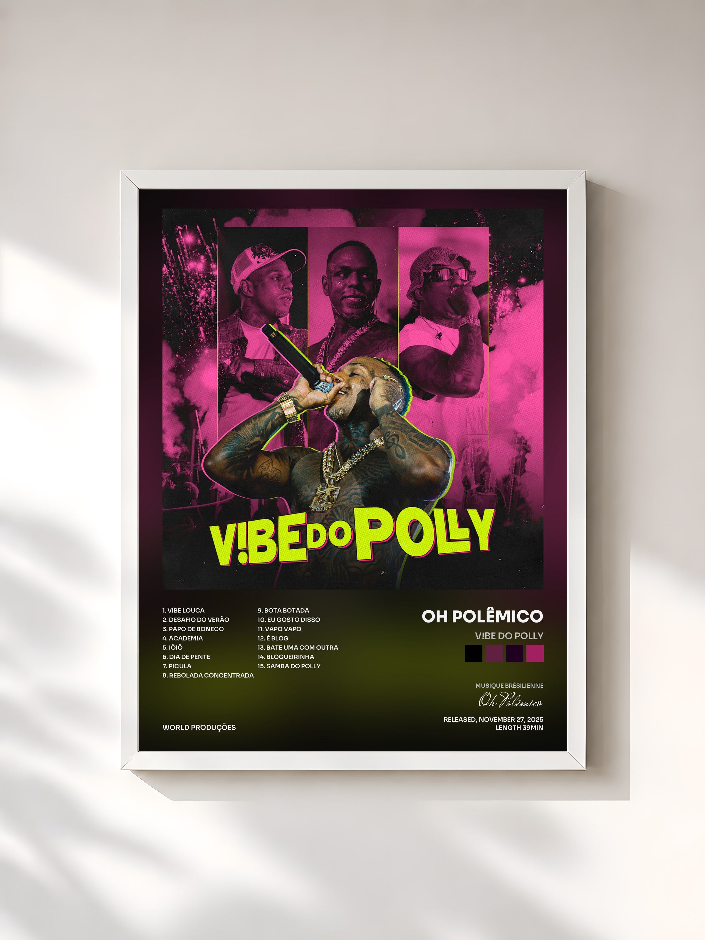 #blanc Tableau de l'album V!be Do Polly de Oh Polêmico, cadre blanc, imprimé et encadré en France