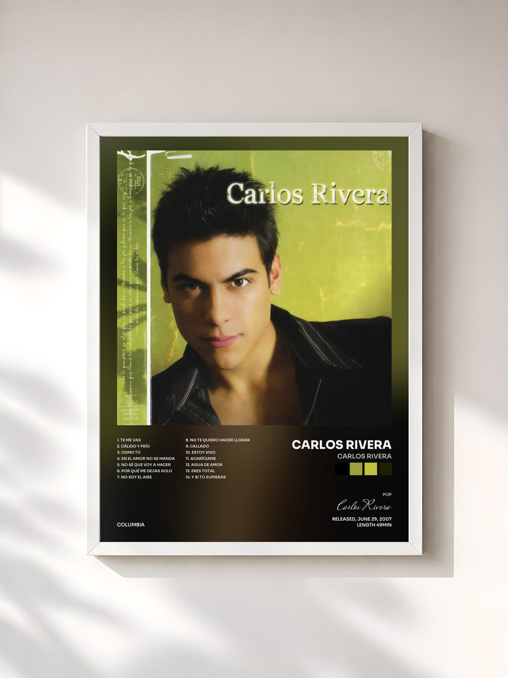 #blanc Tableau de l'album Carlos Rivera de Carlos Rivera, cadre blanc, imprimé et encadré en France