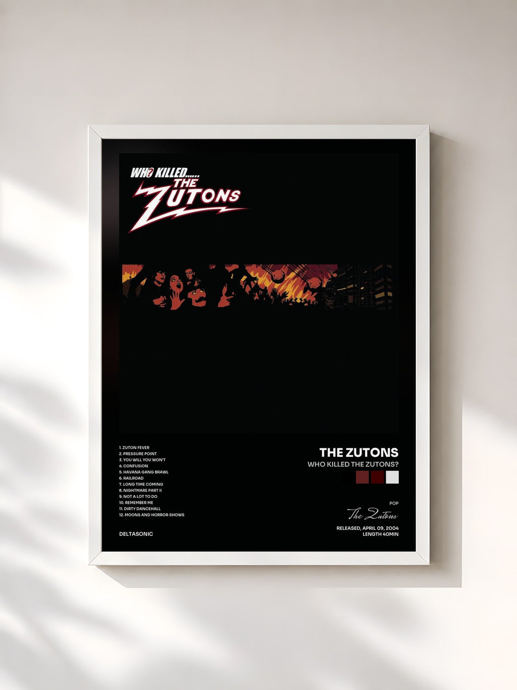 #blanc Tableau de l'album Who Killed The Zutons? de The Zutons, cadre blanc, imprimé et encadré en France