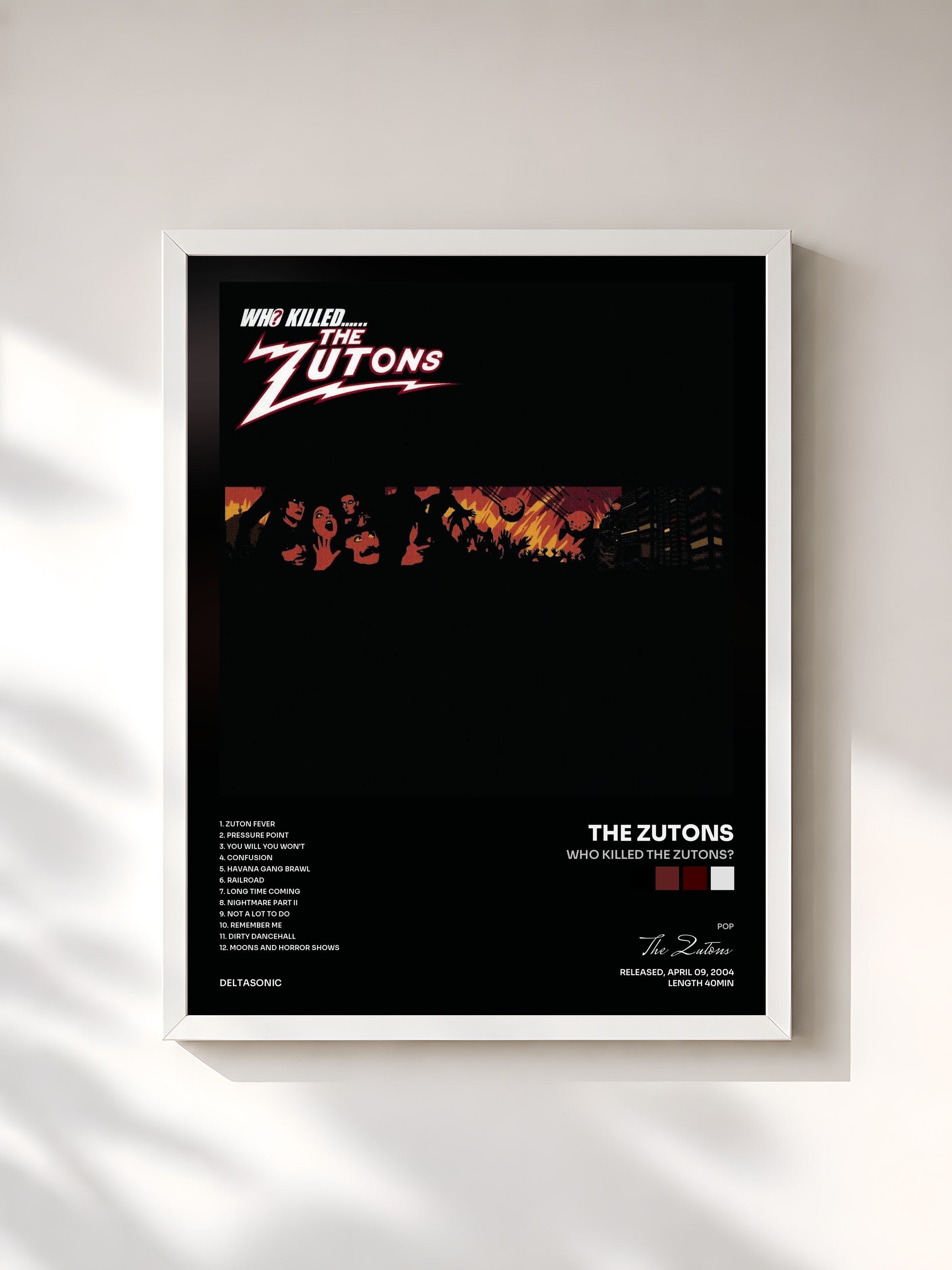 #blanc Tableau de l'album Who Killed The Zutons? de The Zutons, cadre blanc, imprimé et encadré en France