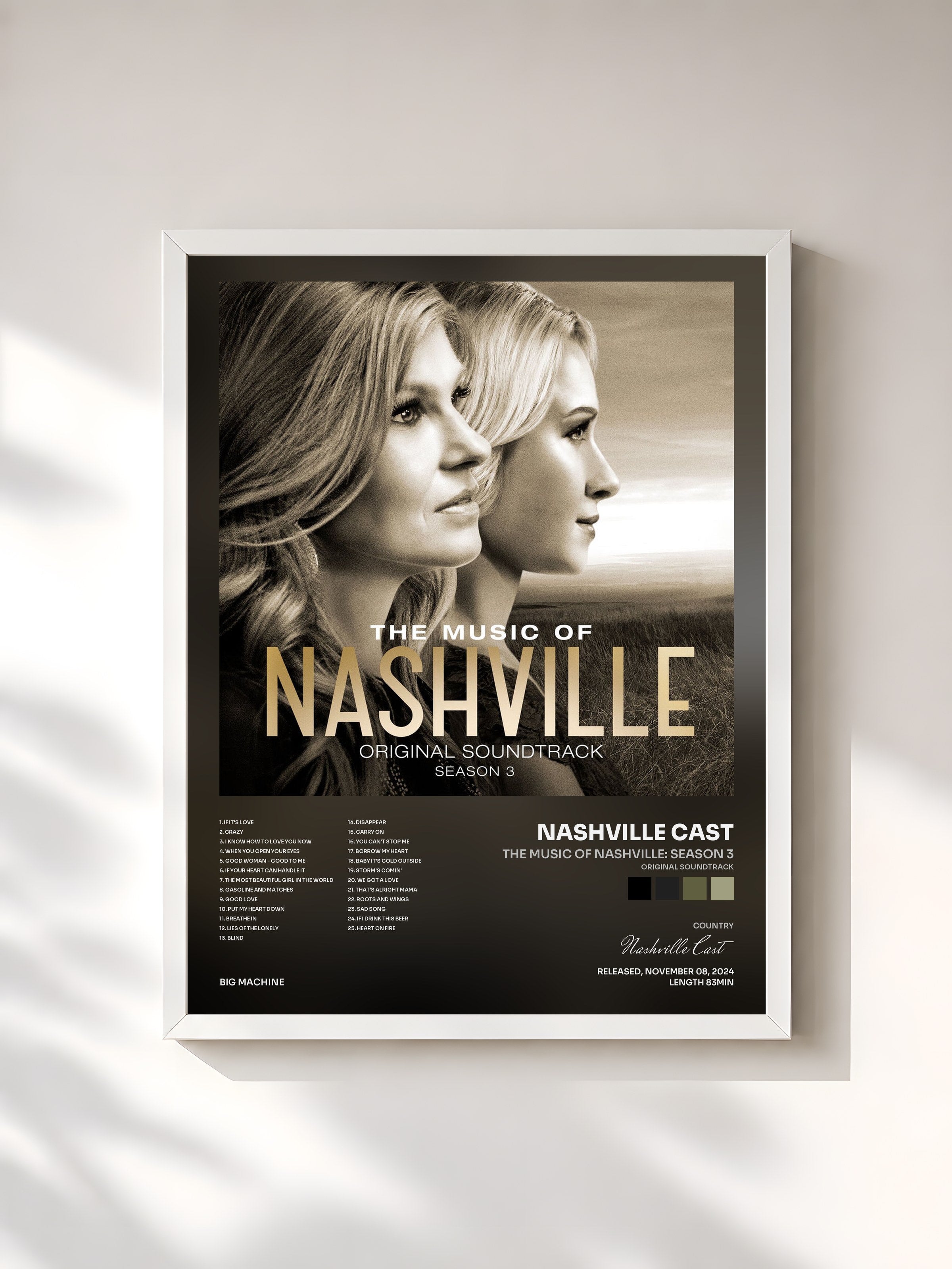 #blanc Tableau de l'album The Music Of Nashville: Season 3 (Original Soundtrack) de Nashville Cast, cadre blanc, imprimé et encadré en France