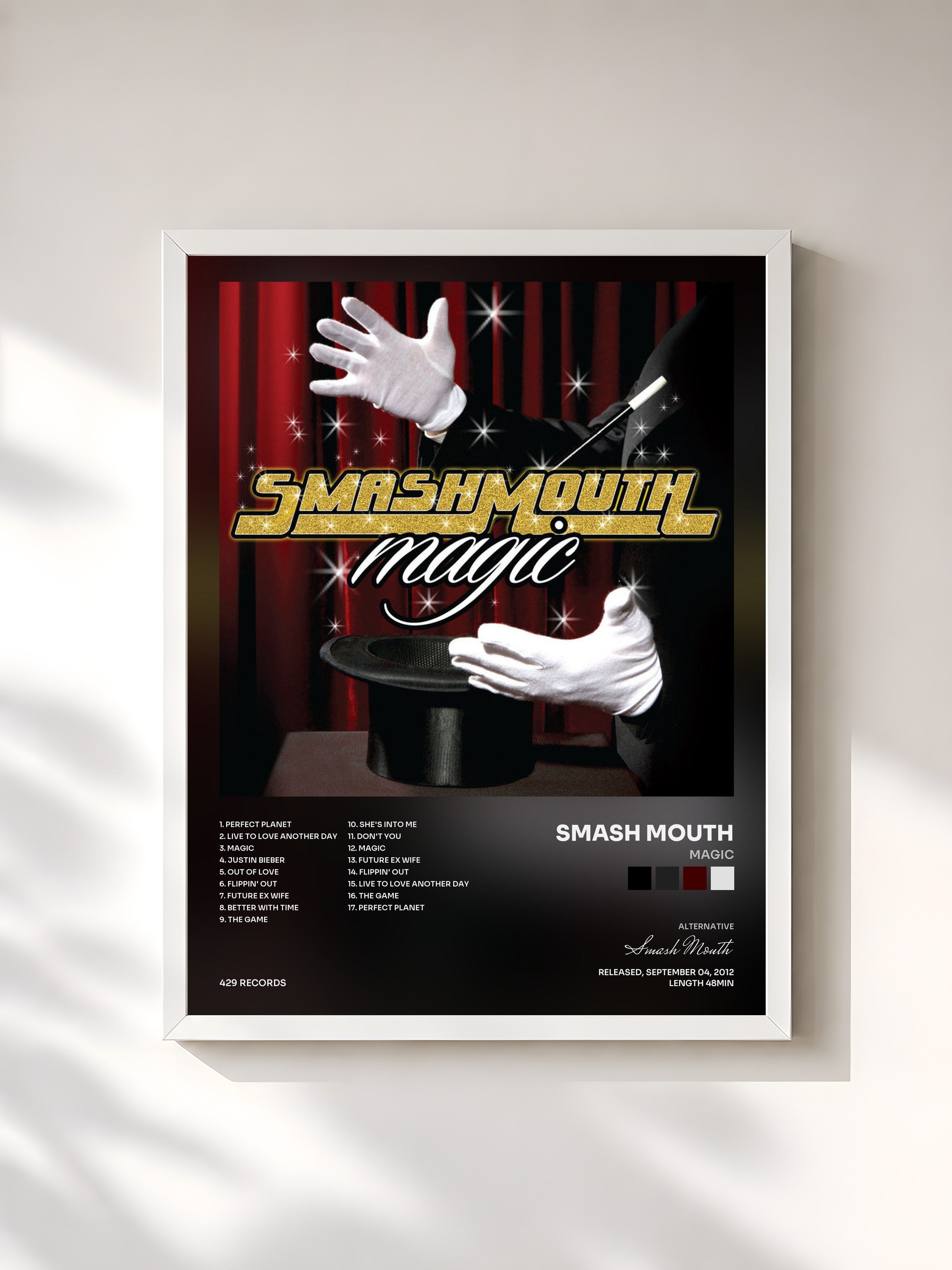 #blanc Tableau de l'album Magic de Smash Mouth, cadre blanc, imprimé et encadré en France