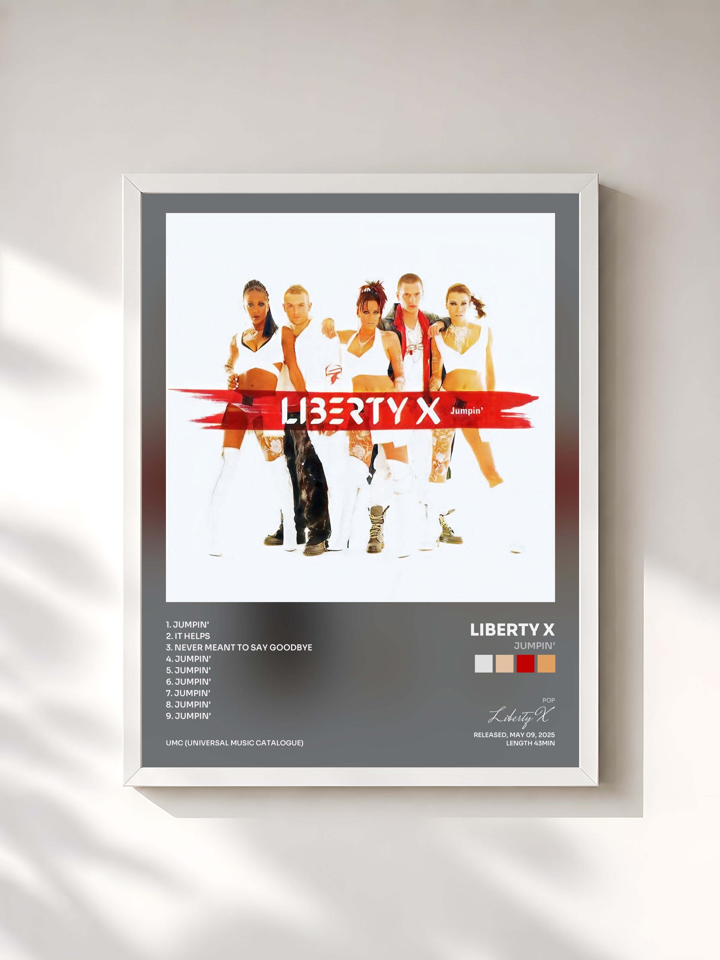 #blanc Tableau de l'album Jumpin’ de Liberty X, cadre blanc, imprimé et encadré en France