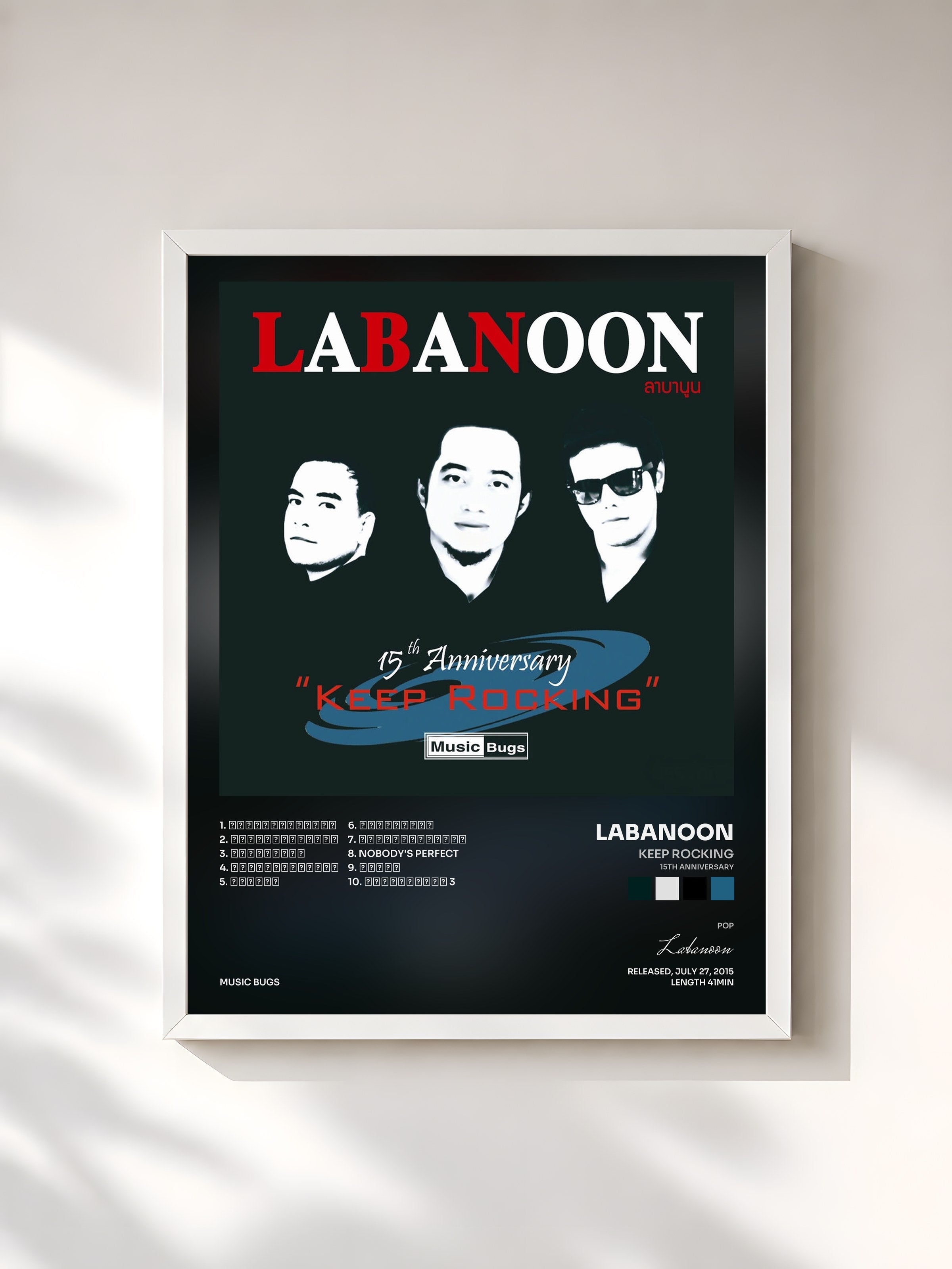 #blanc Tableau de l'album Keep Rocking (15th Anniversary) de Labanoon, cadre blanc, imprimé et encadré en France