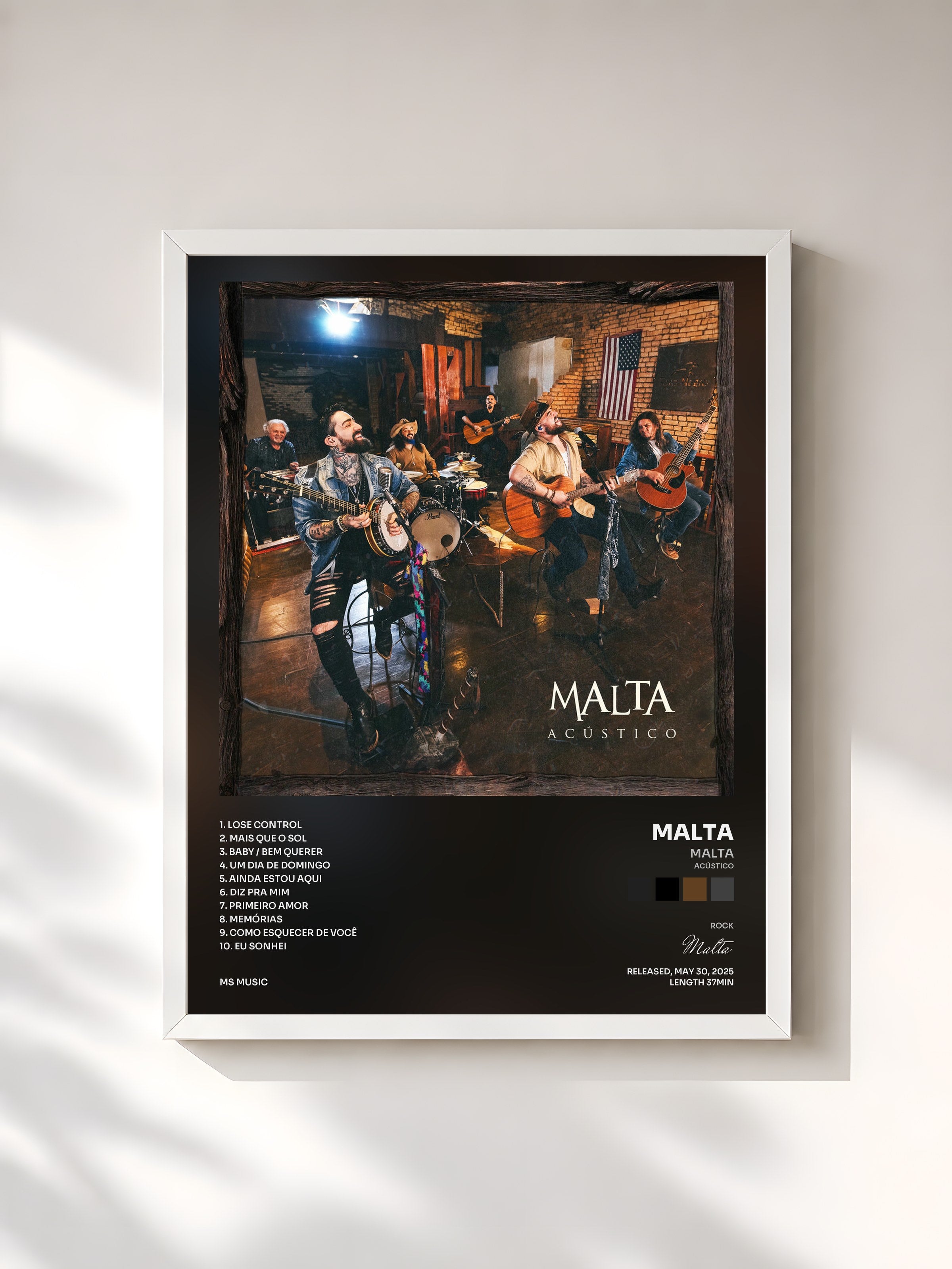 #blanc Tableau de l'album Malta (Acústico) de Malta, cadre blanc, imprimé et encadré en France