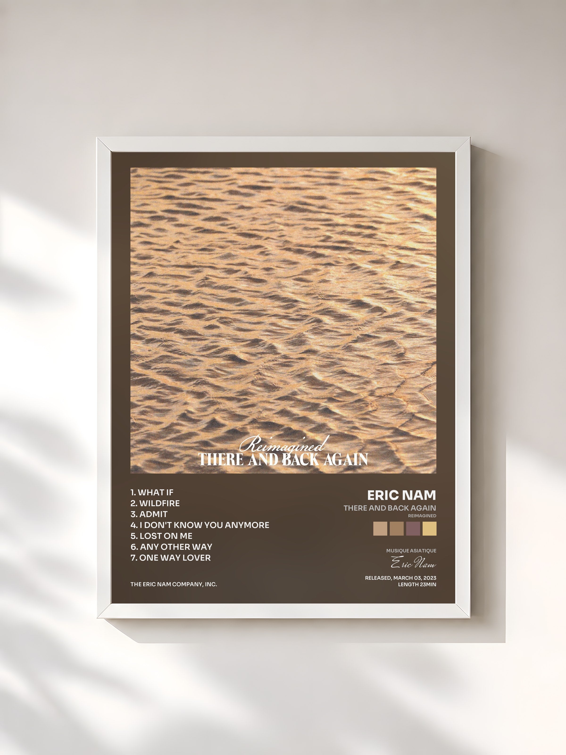 #blanc Tableau de l'album There And Back Again (Reimagined) de Eric Nam, cadre blanc, imprimé et encadré en France