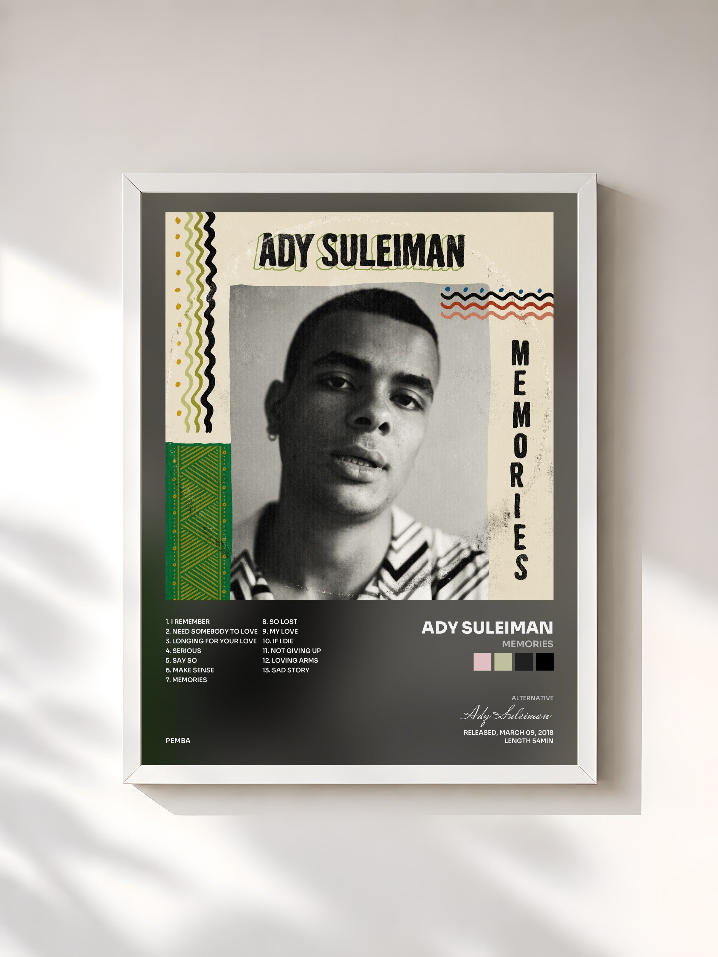 #blanc Tableau de l'album Memories de Ady Suleiman, cadre blanc, imprimé et encadré en France